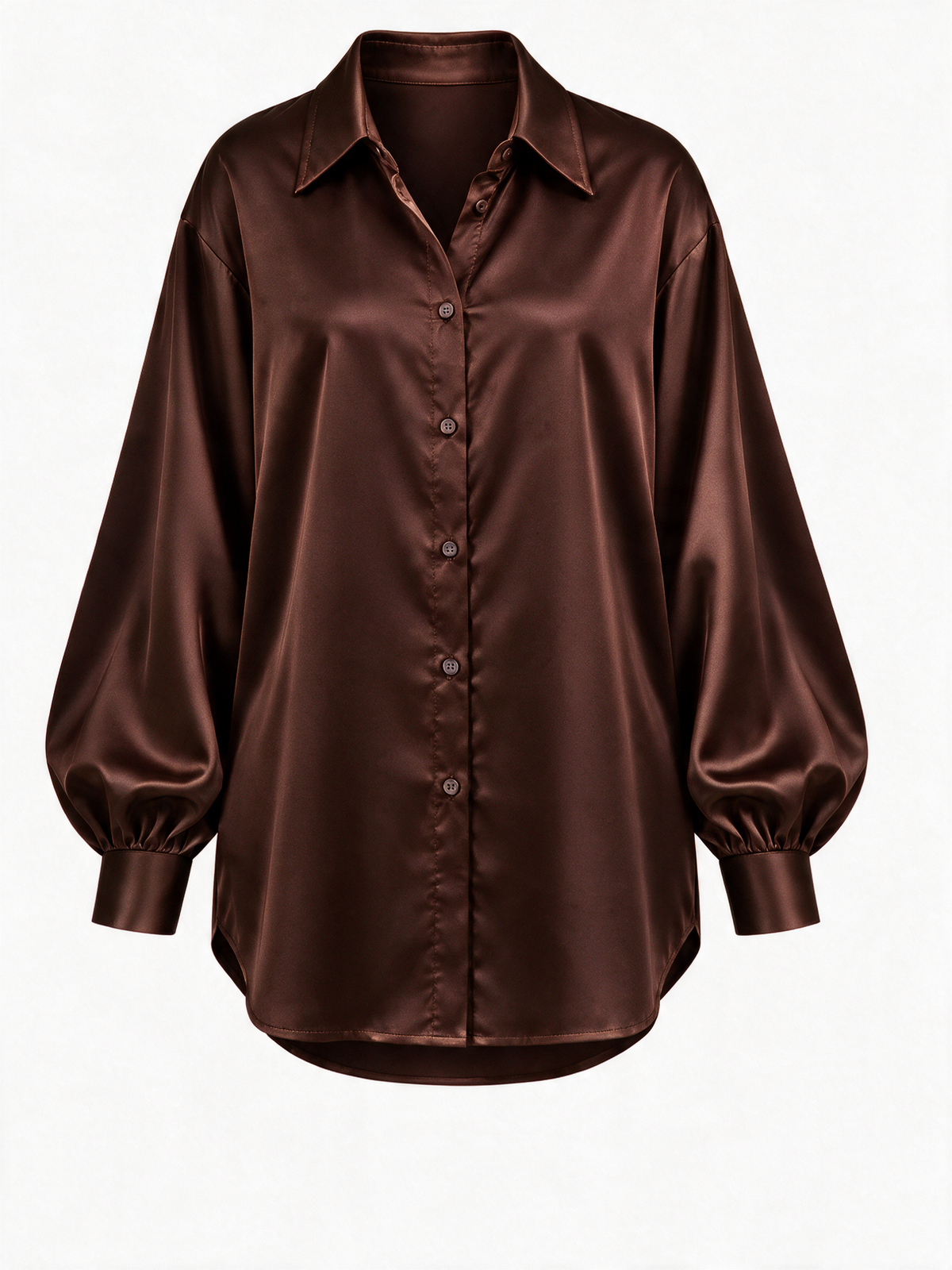 Satin Shirt — Chocolate