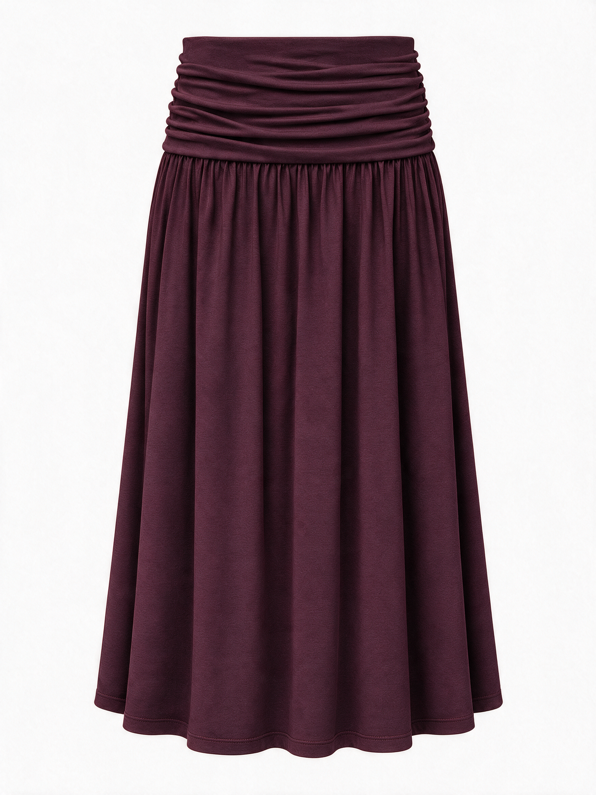 Ruched Waist Maxi Skirt — Burgundy