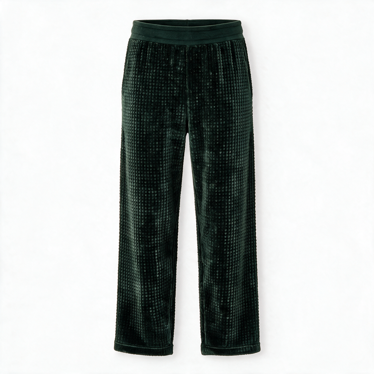 Waffle Velour Pants — Forest Green