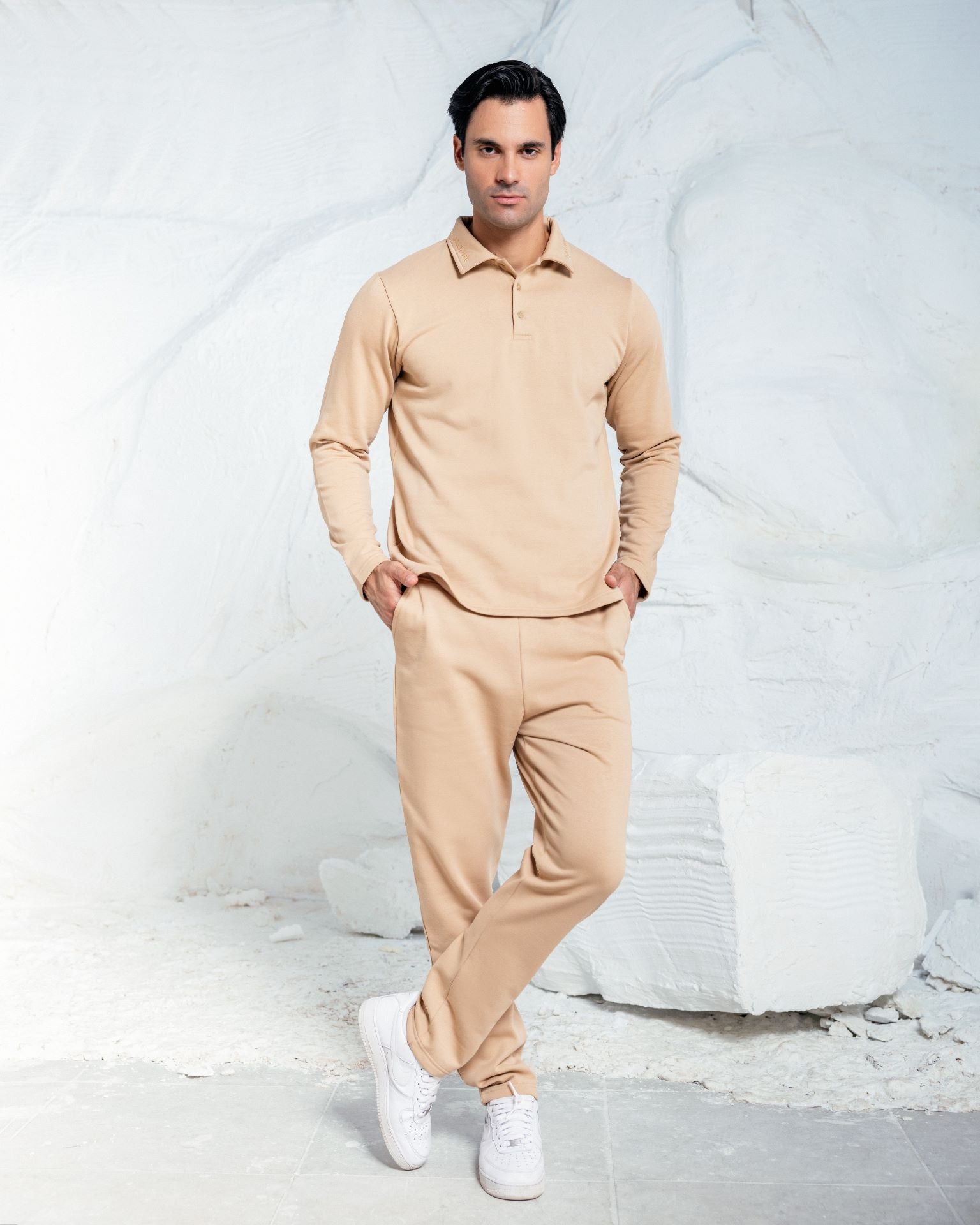 Beige Sweatpants med lige ben fuldt billde