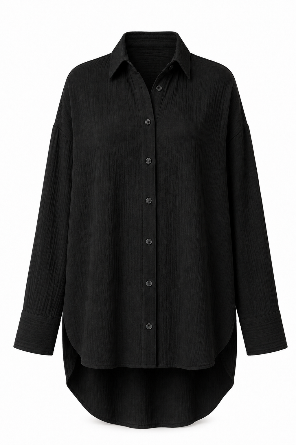 Oversized Crepe Shirt — Black