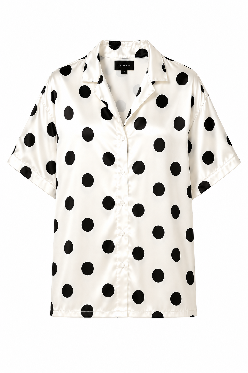 Polka satin shirt - white