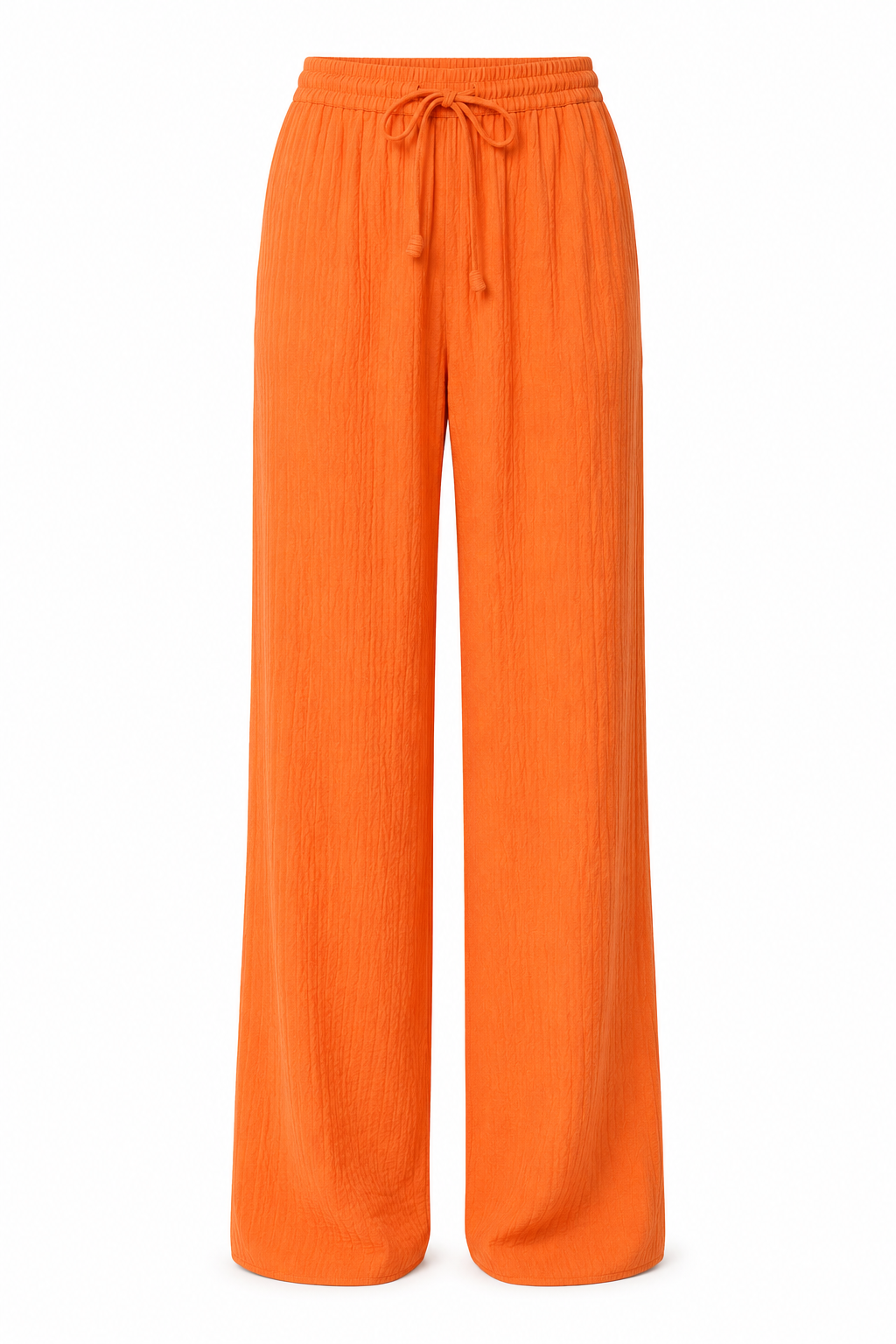 Wide-Leg Crepe Trousers — Tangerine