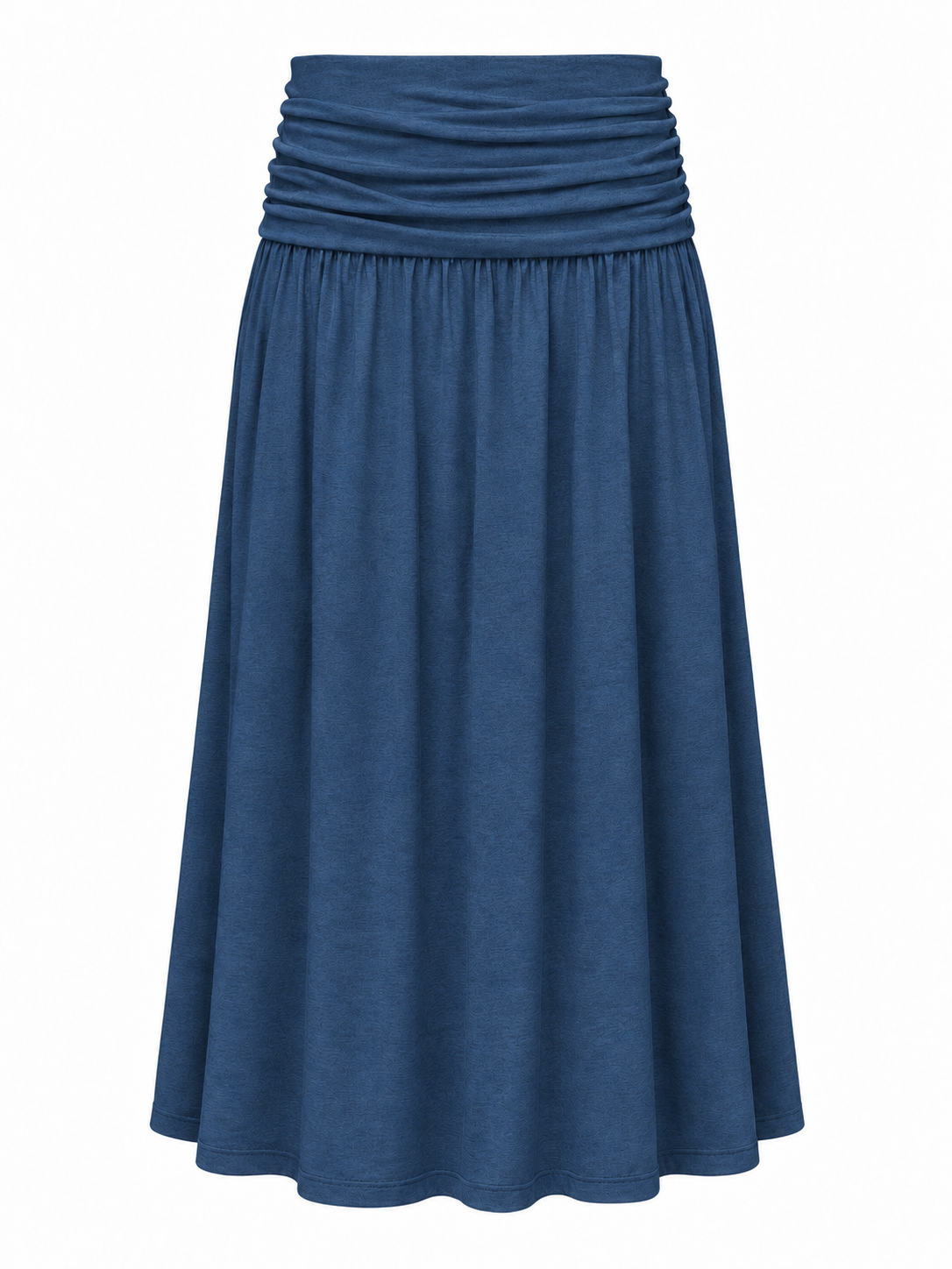 Ruched Waist Midi Skirt — Navy