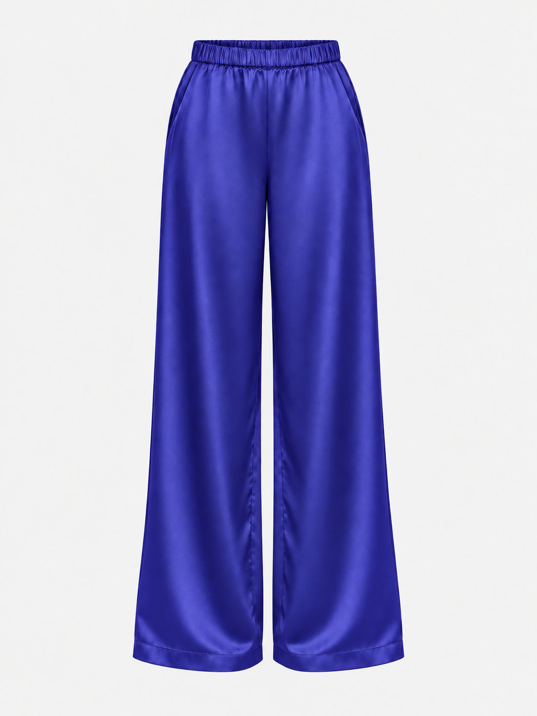Satin Wide-Leg Pants — Royal Blue