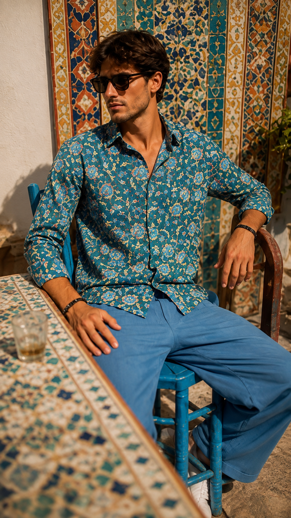Floral Poplin Shirt — Teal