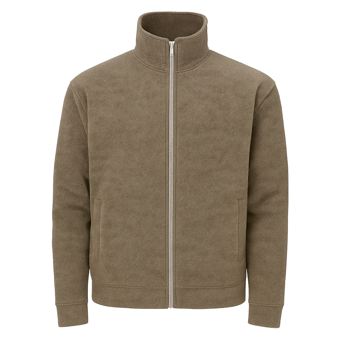 Taupe grey velvet funnel neck