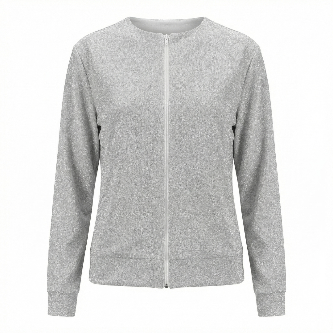 Shimmer Silver Double-Layer Cardigan