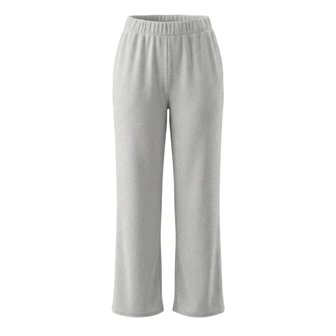 Shimmer Silver Loose-Fit Pants