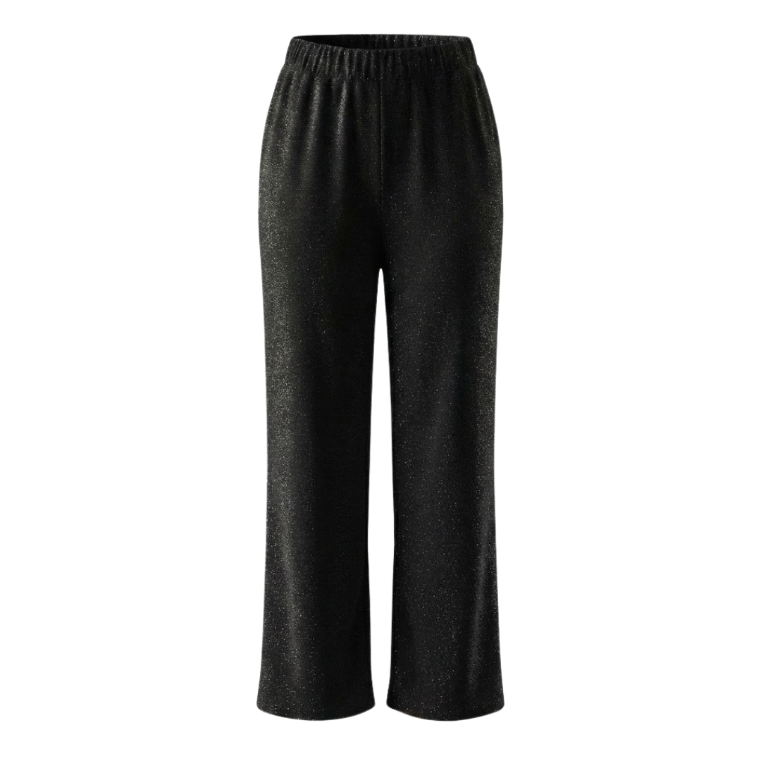 Shimmer Black Loose-Fit Pants