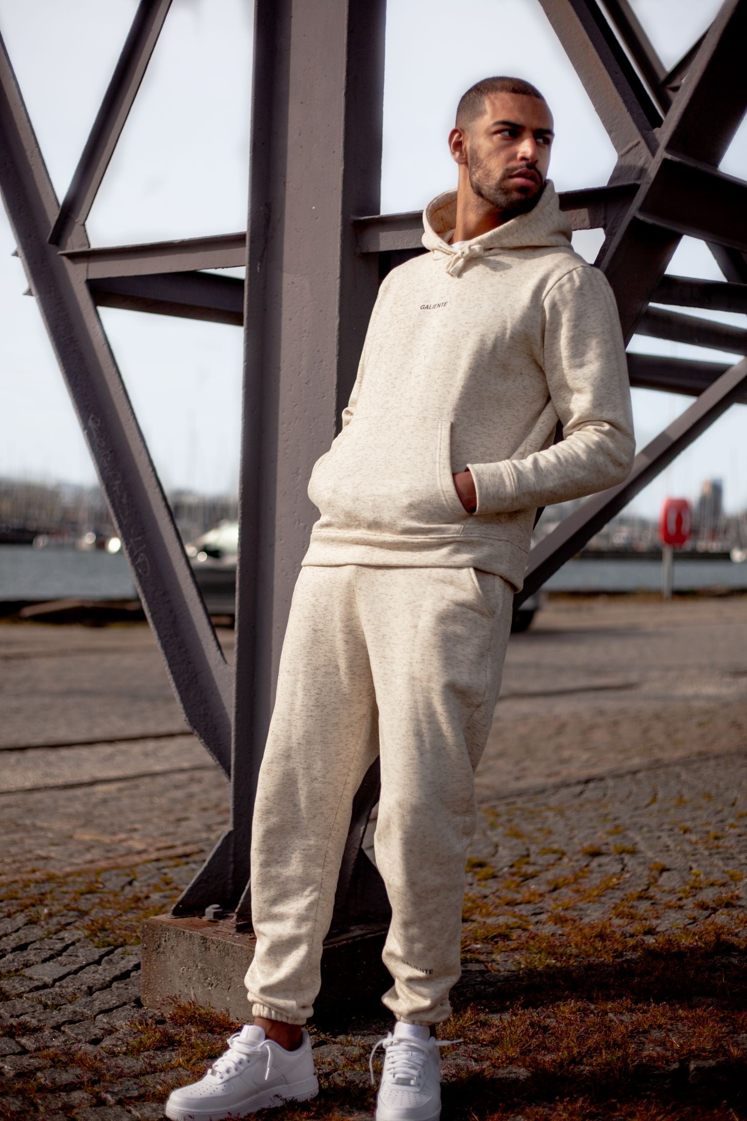 Cream melange Hoodie