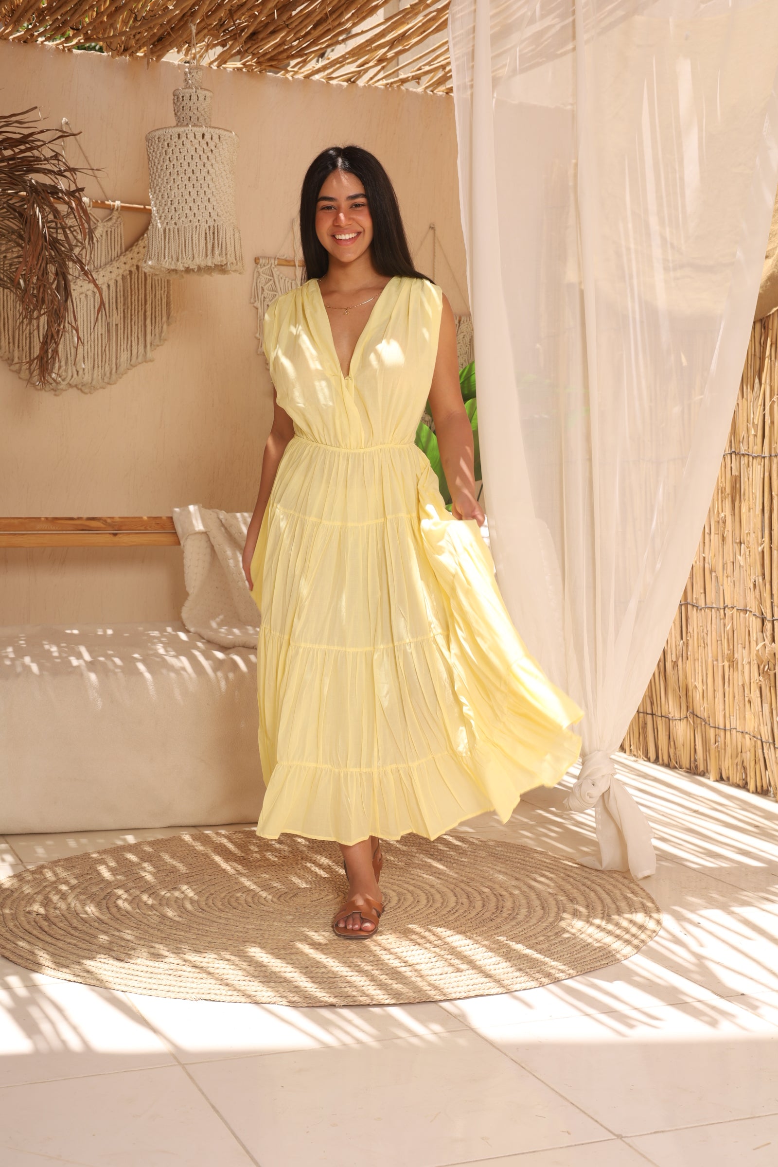 Yellow voile dress