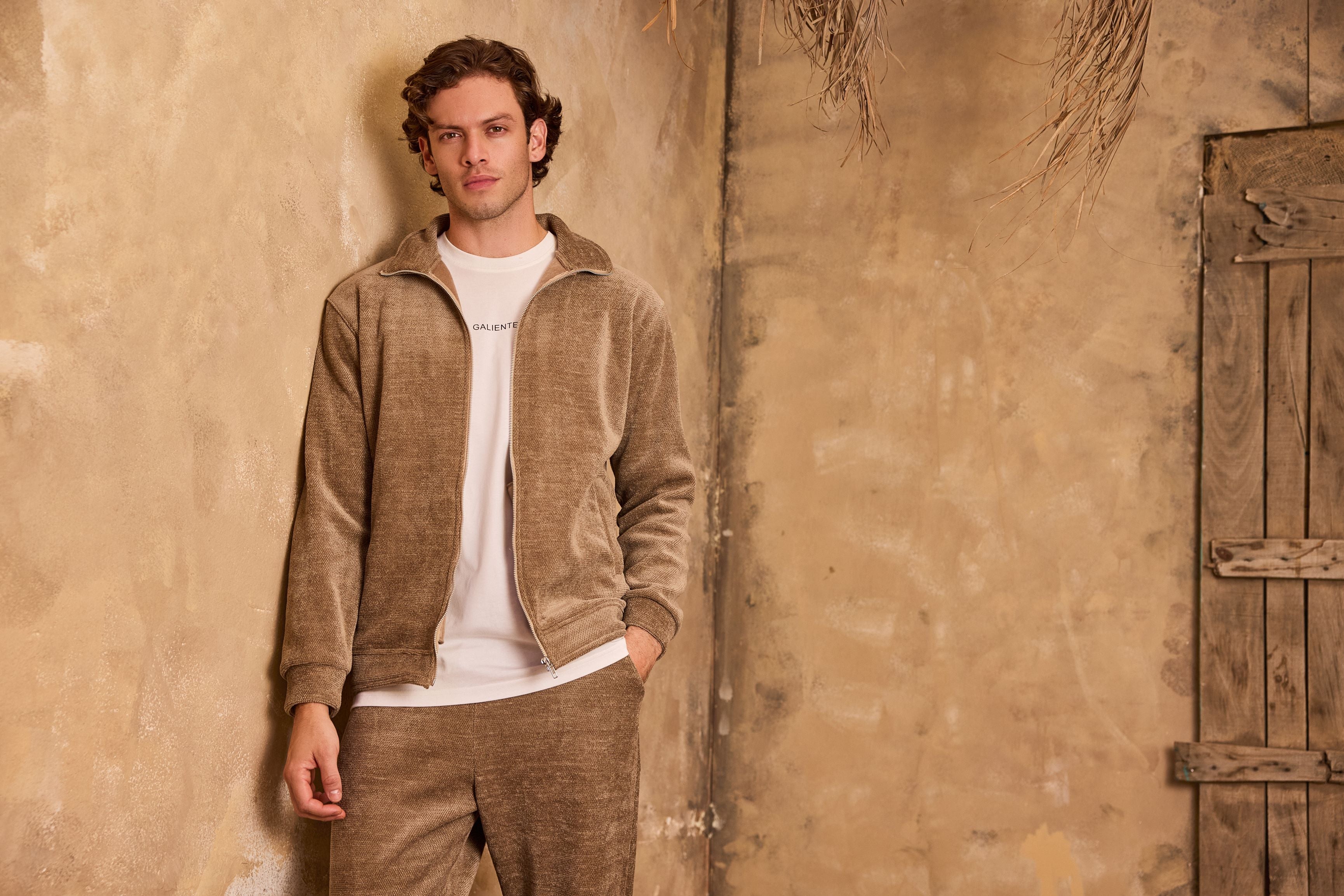 Taupe grey velvet sweatpants