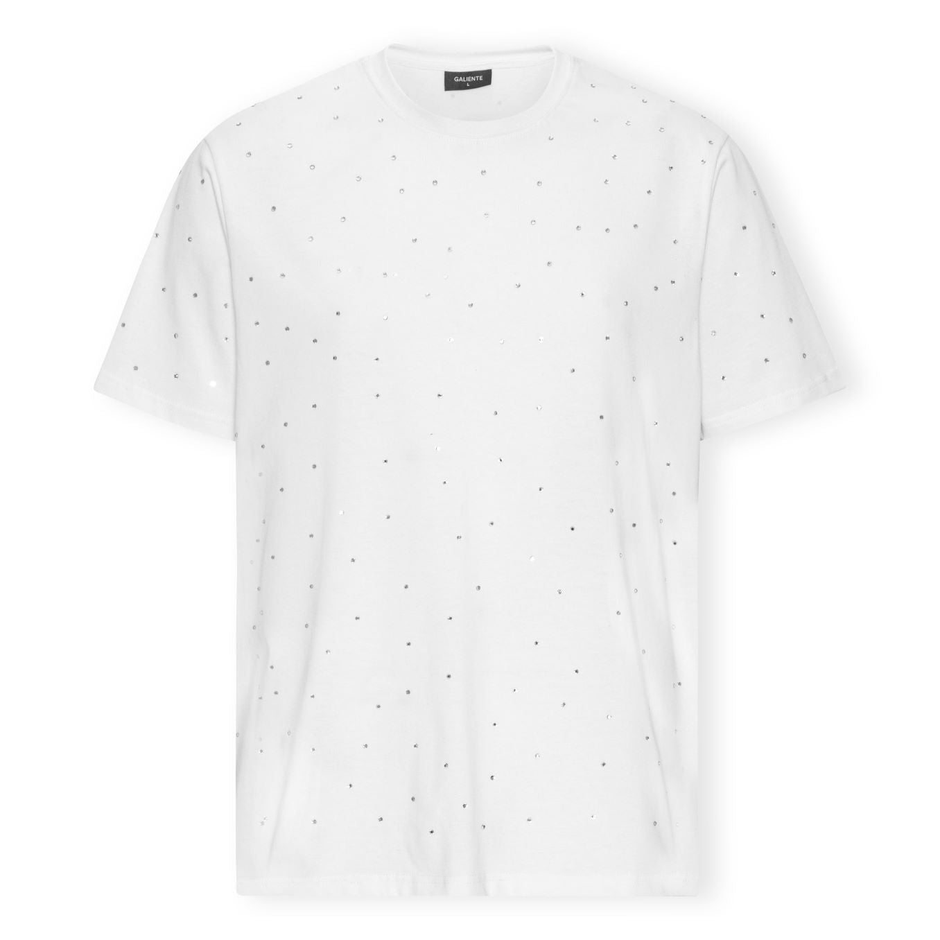 White oversize T-shirt with rhinestones