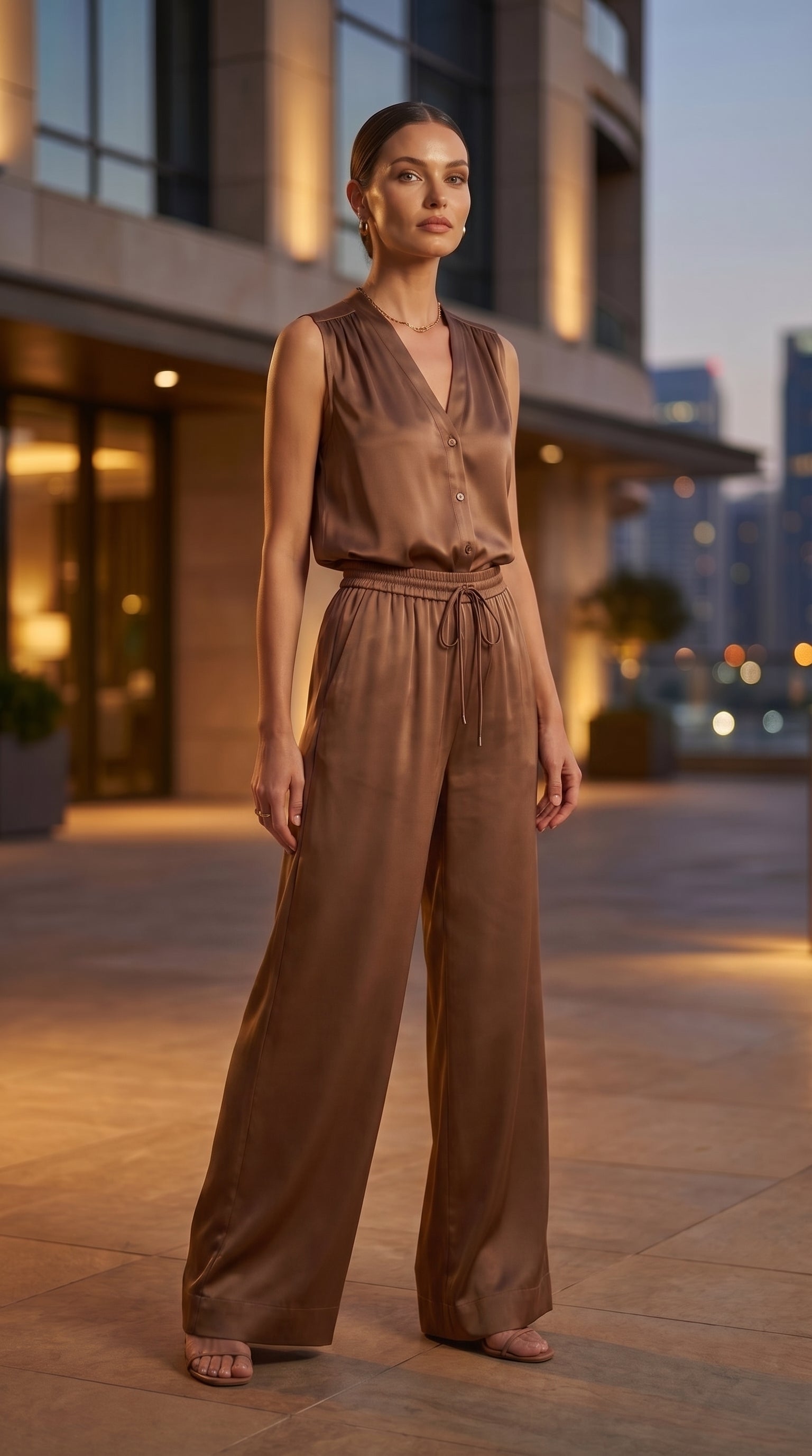 بلوزة ساتان موكا