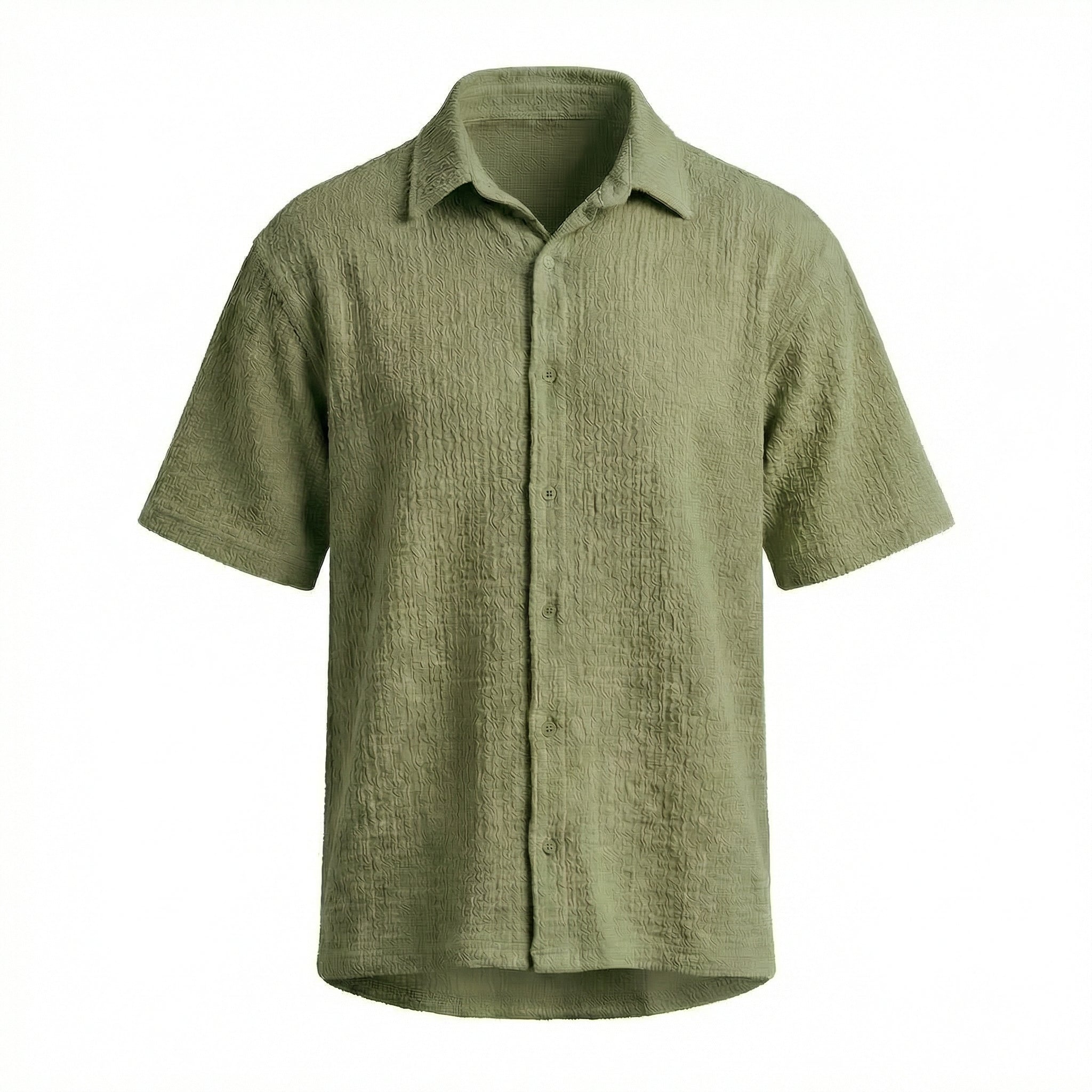 Olive Green Textured Crepe Shirt