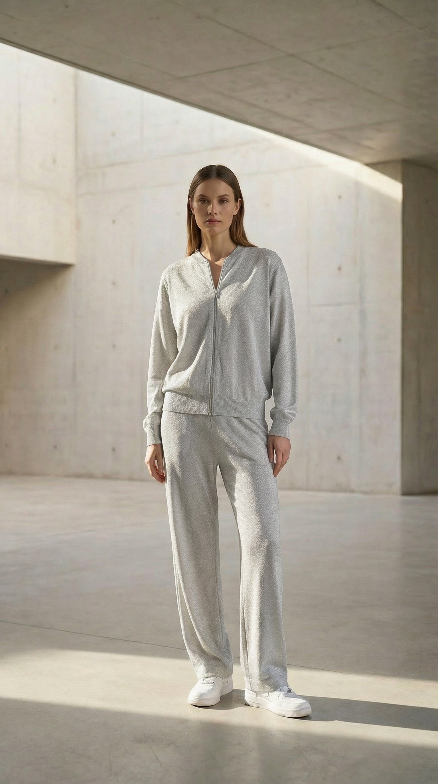 Shimmer Silver Loose-Fit Pants