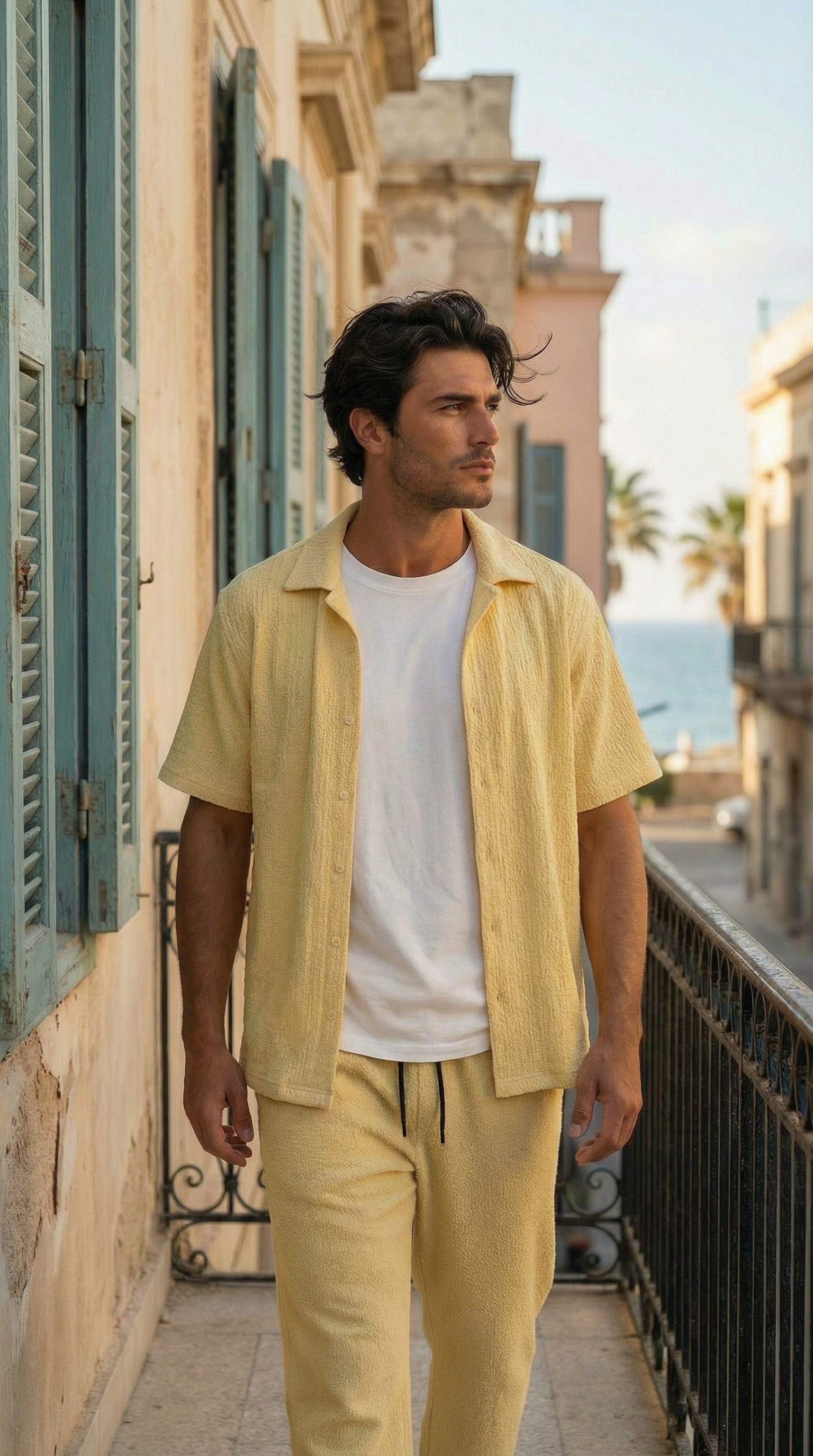 Yellow Textured Crepe Shirt