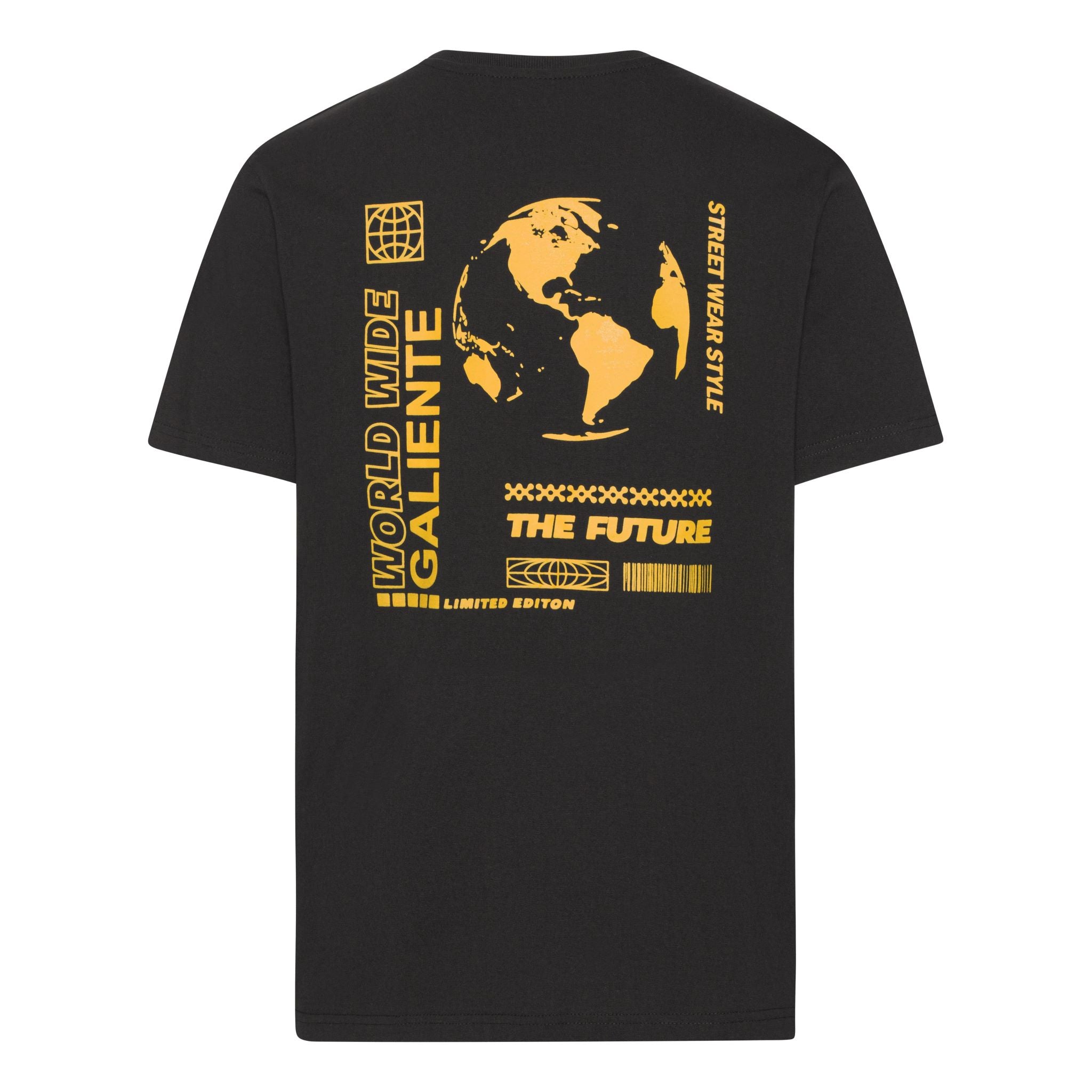 Oversize sort T-shirt med gult print