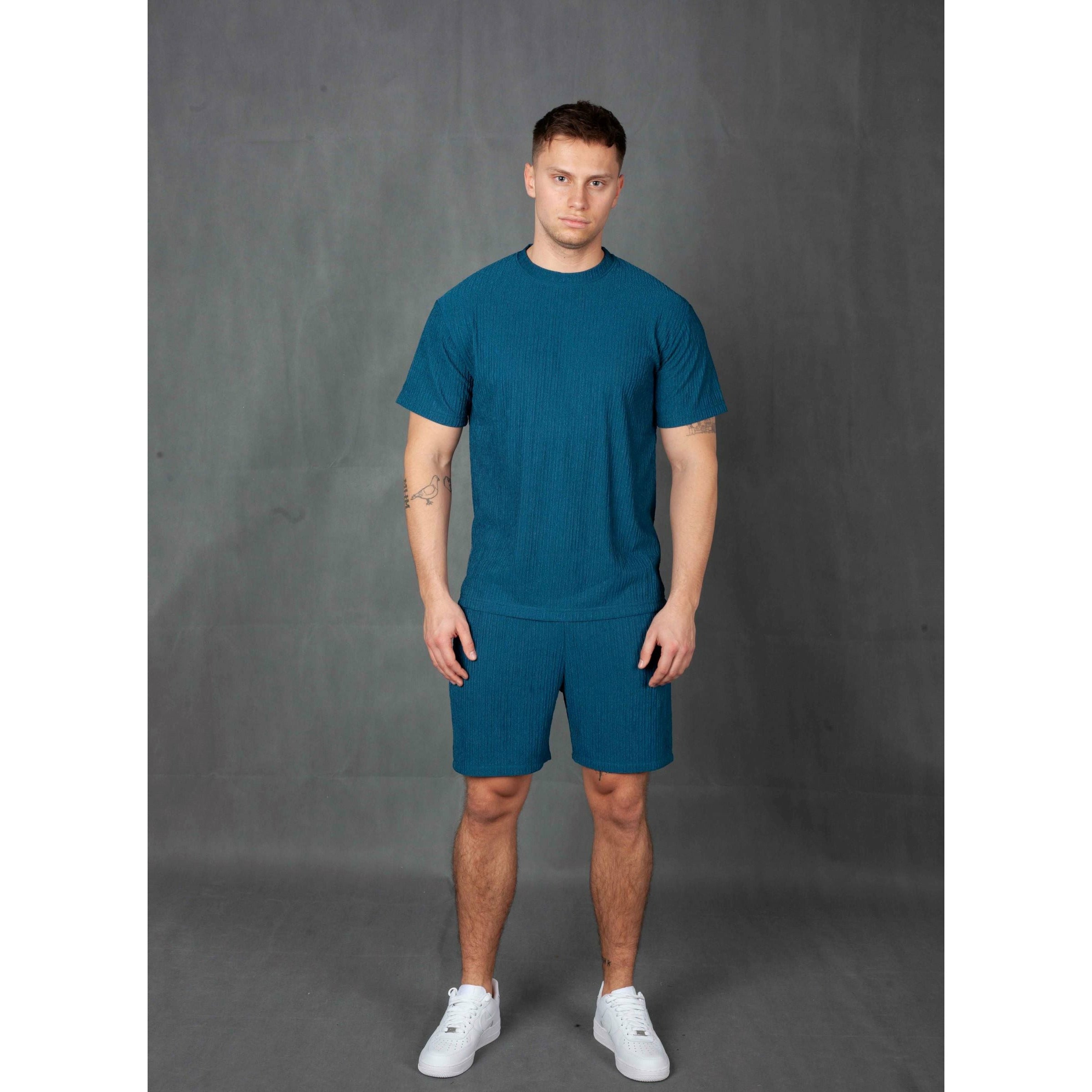 تي شيرت كريب أزرق