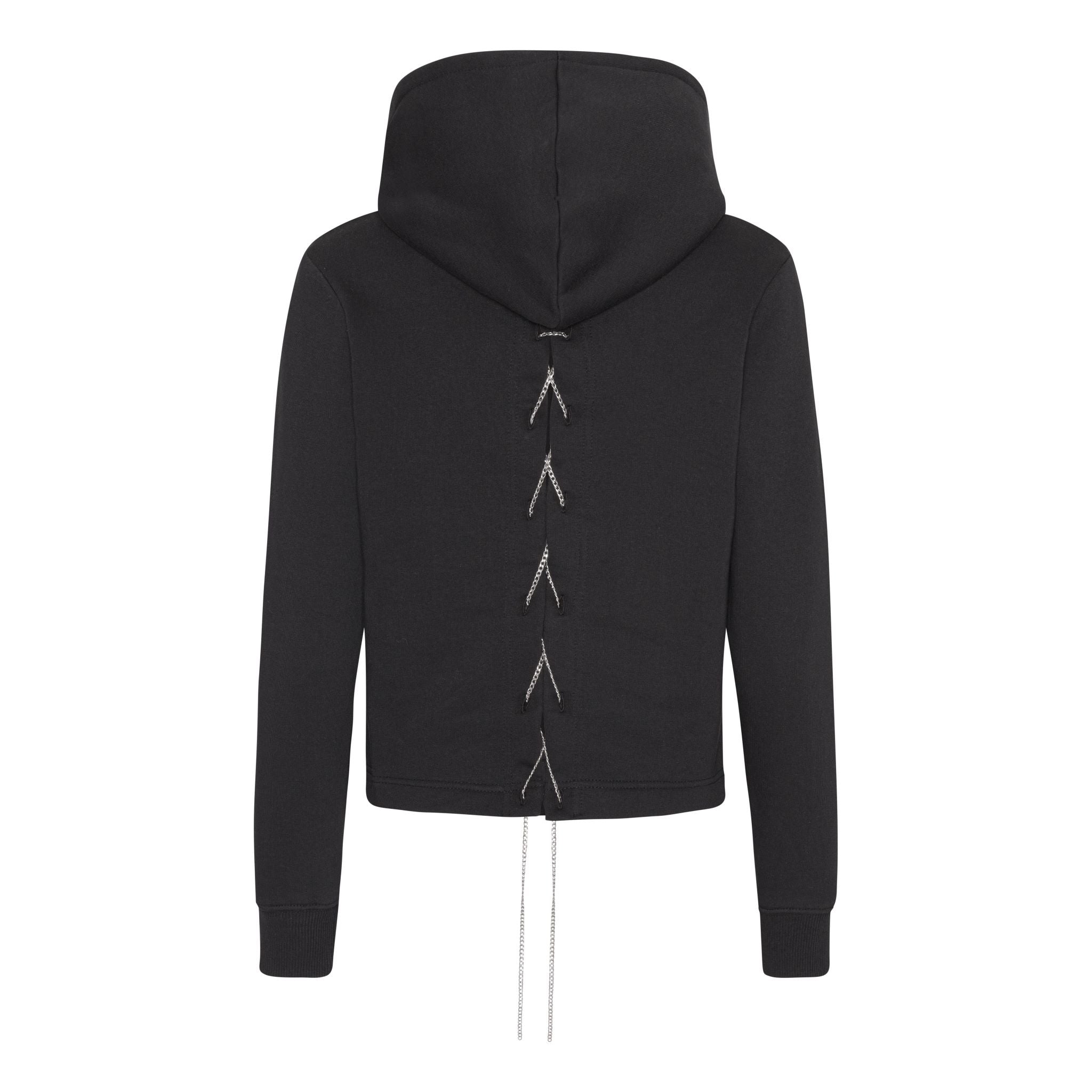 هودي أسود مع حبل معدني