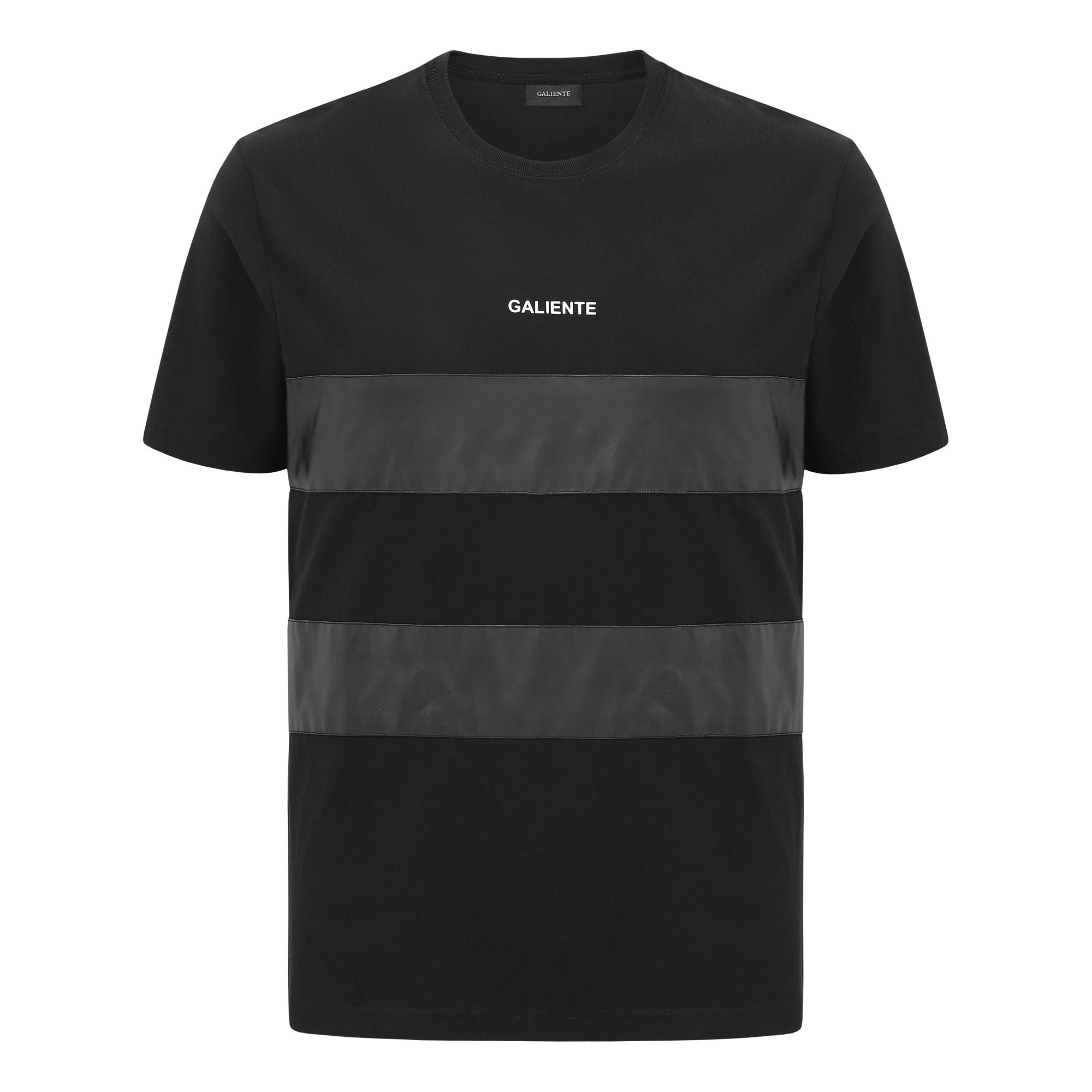 Black T-shirt with leather