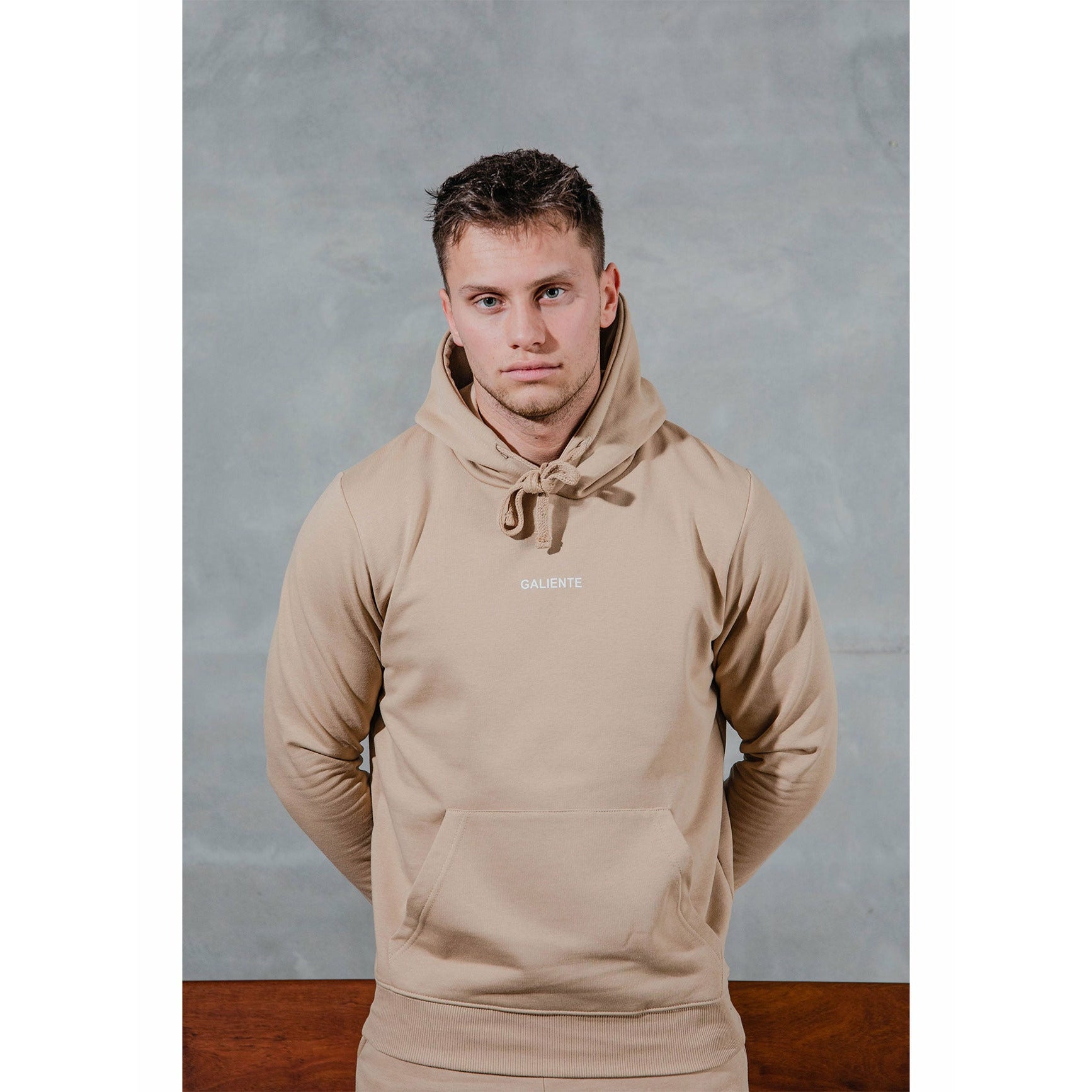 Beige hoodie closeup