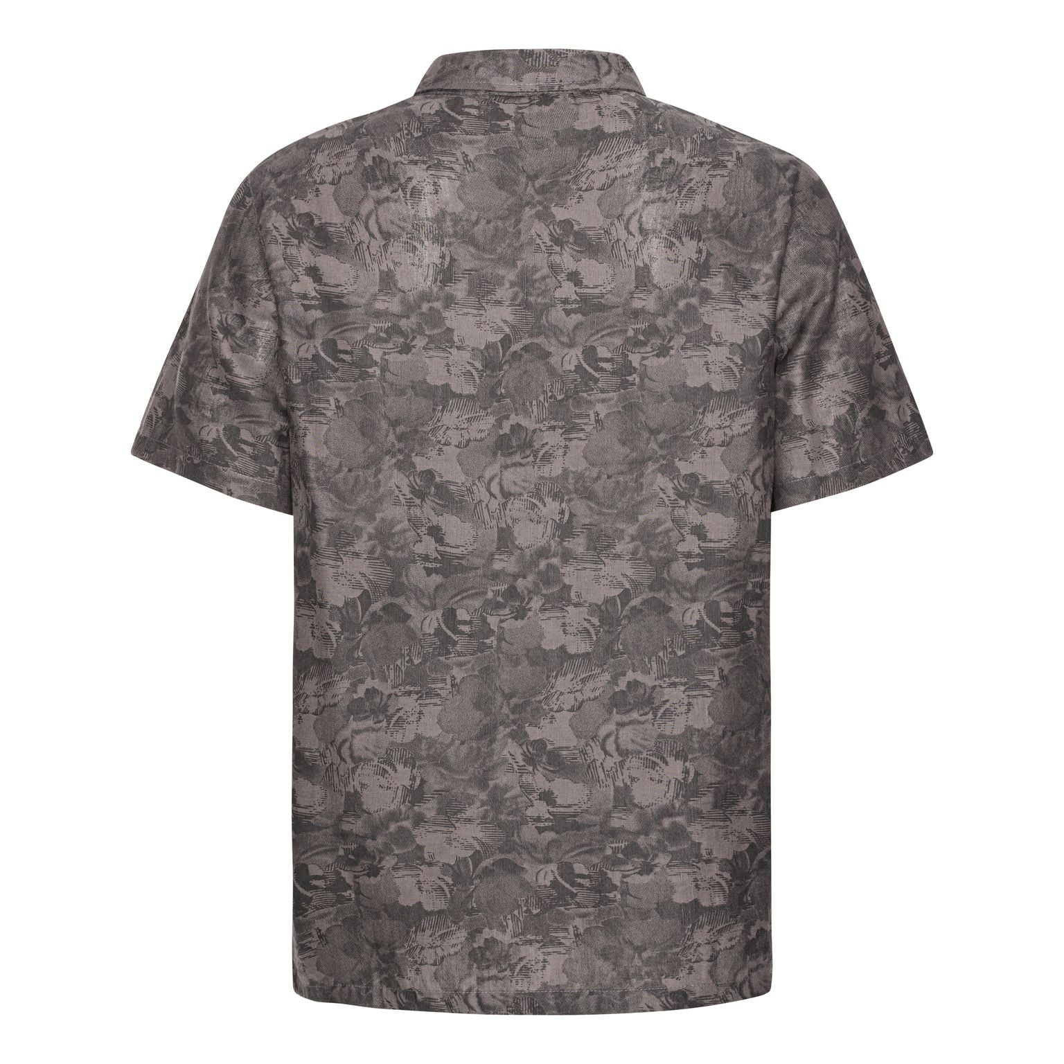Short-sleeved printed linen shirt