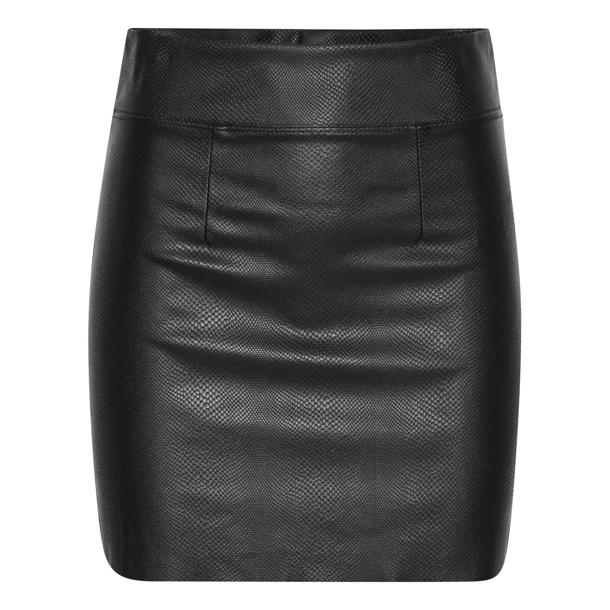 Sort mønstret læder nederdel