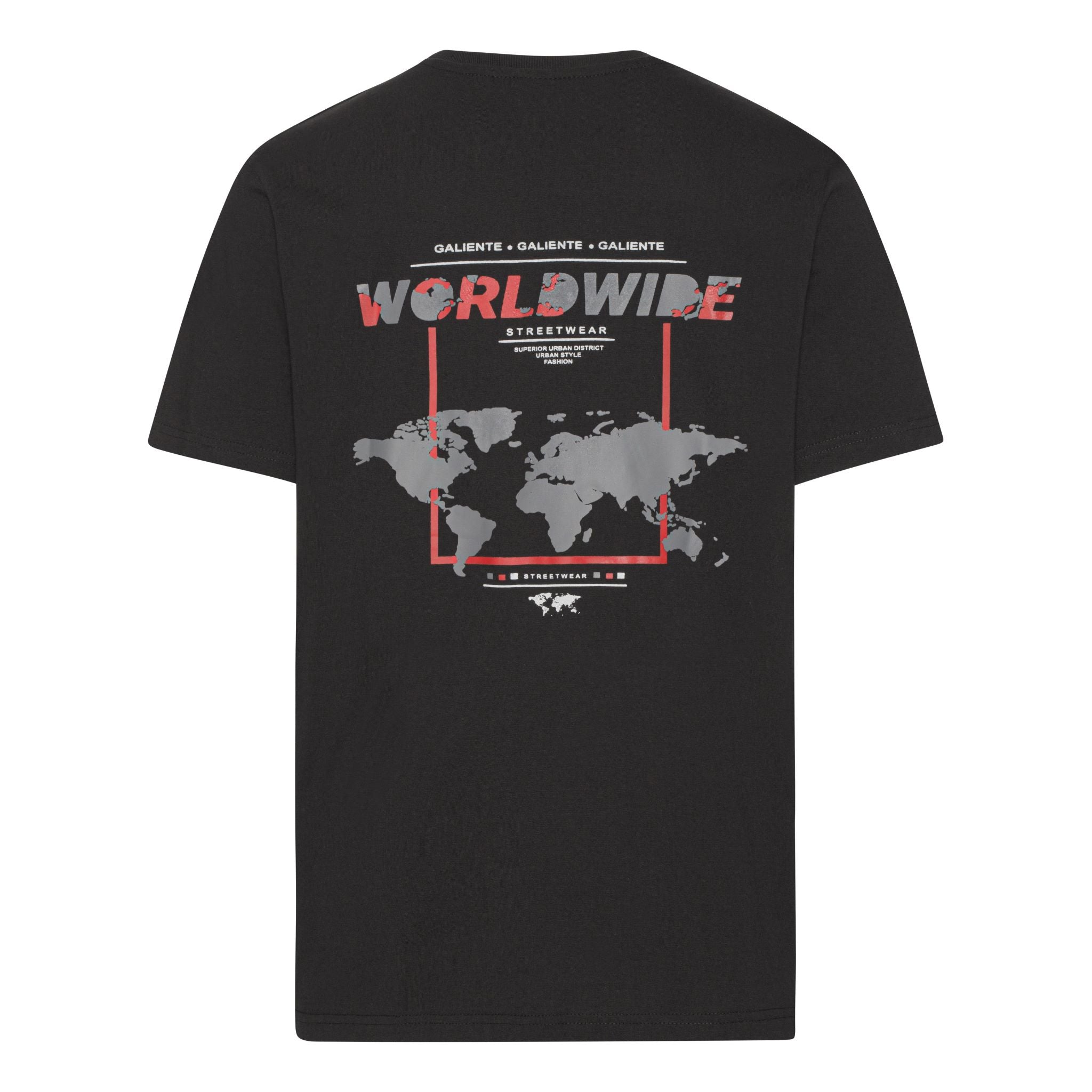 Oversize sort T-shirt med rødt print