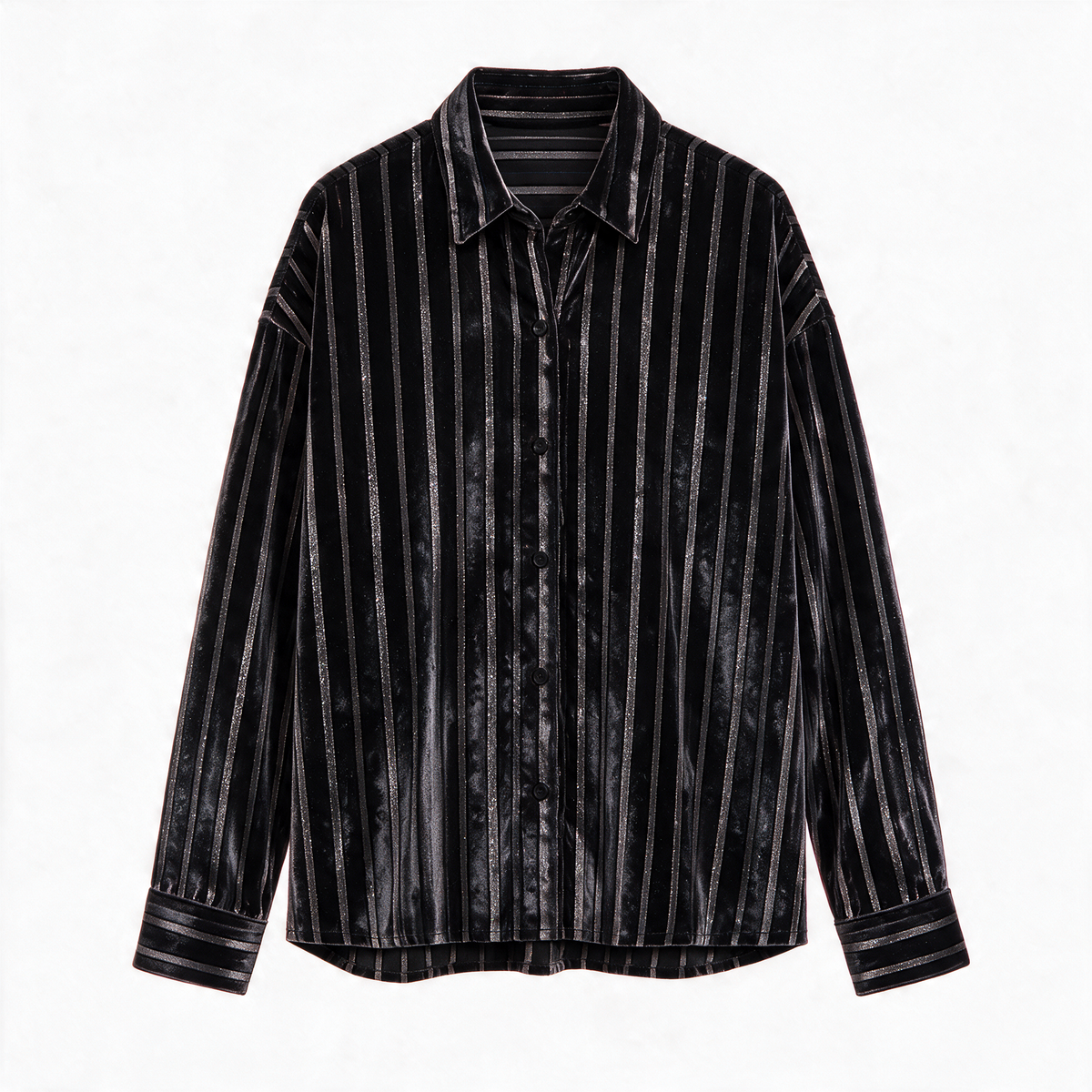 Velvet Stripe Shirt — Black