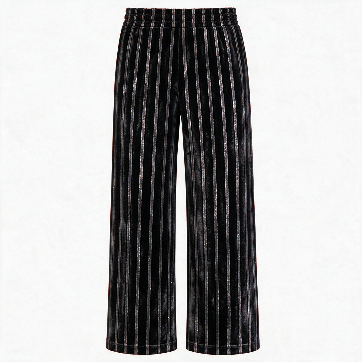 Velvet Stripe Pants — Black
