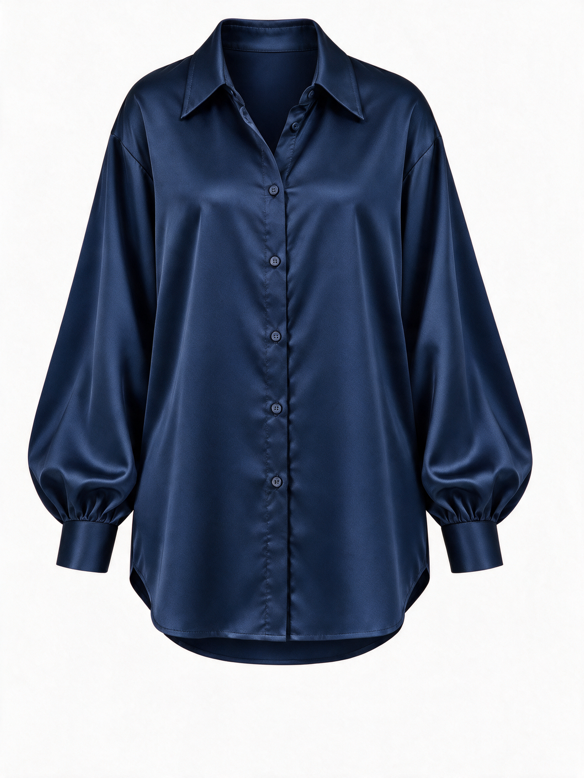 Satin Shirt — Navy blue