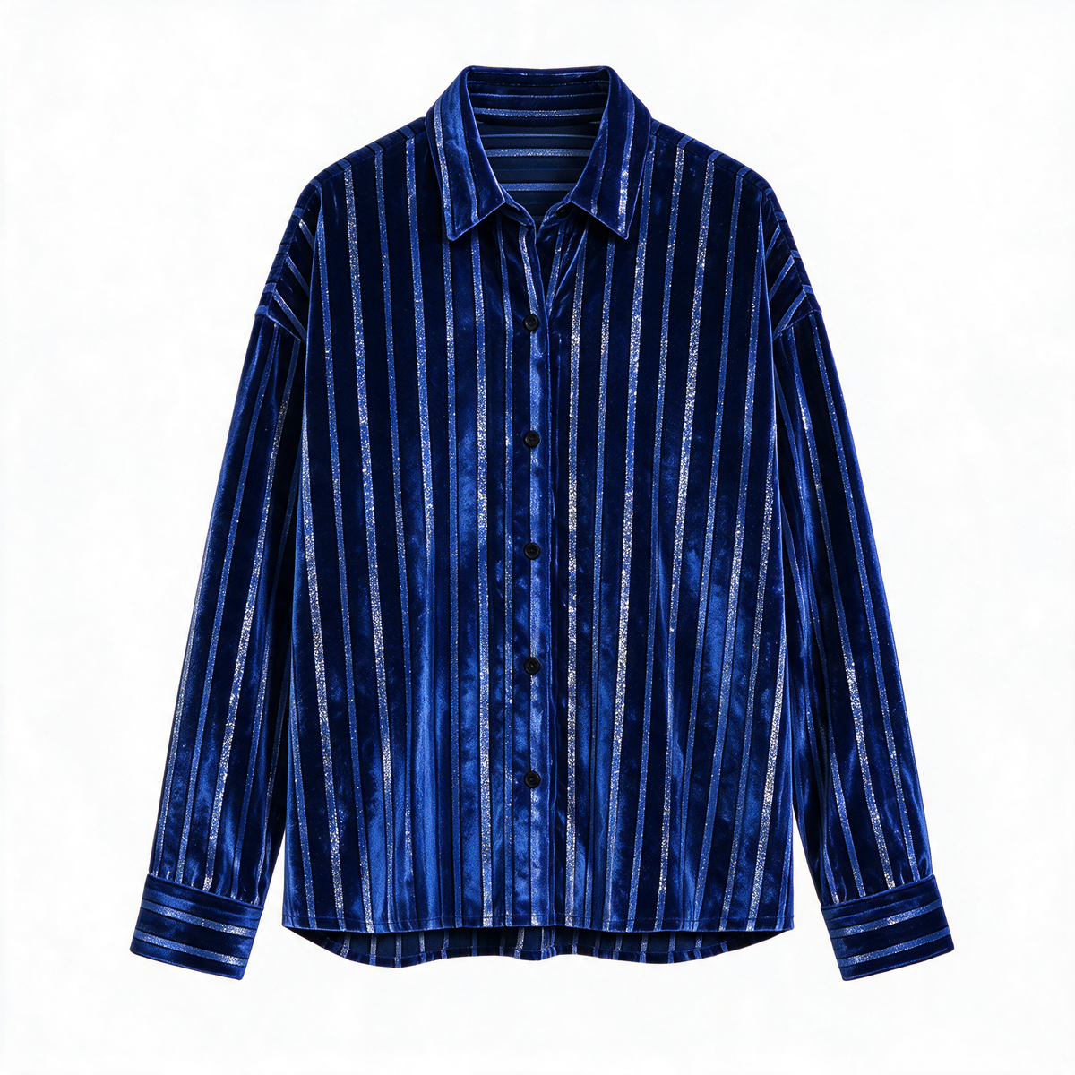 Velvet Stripe Shirt — Blue
