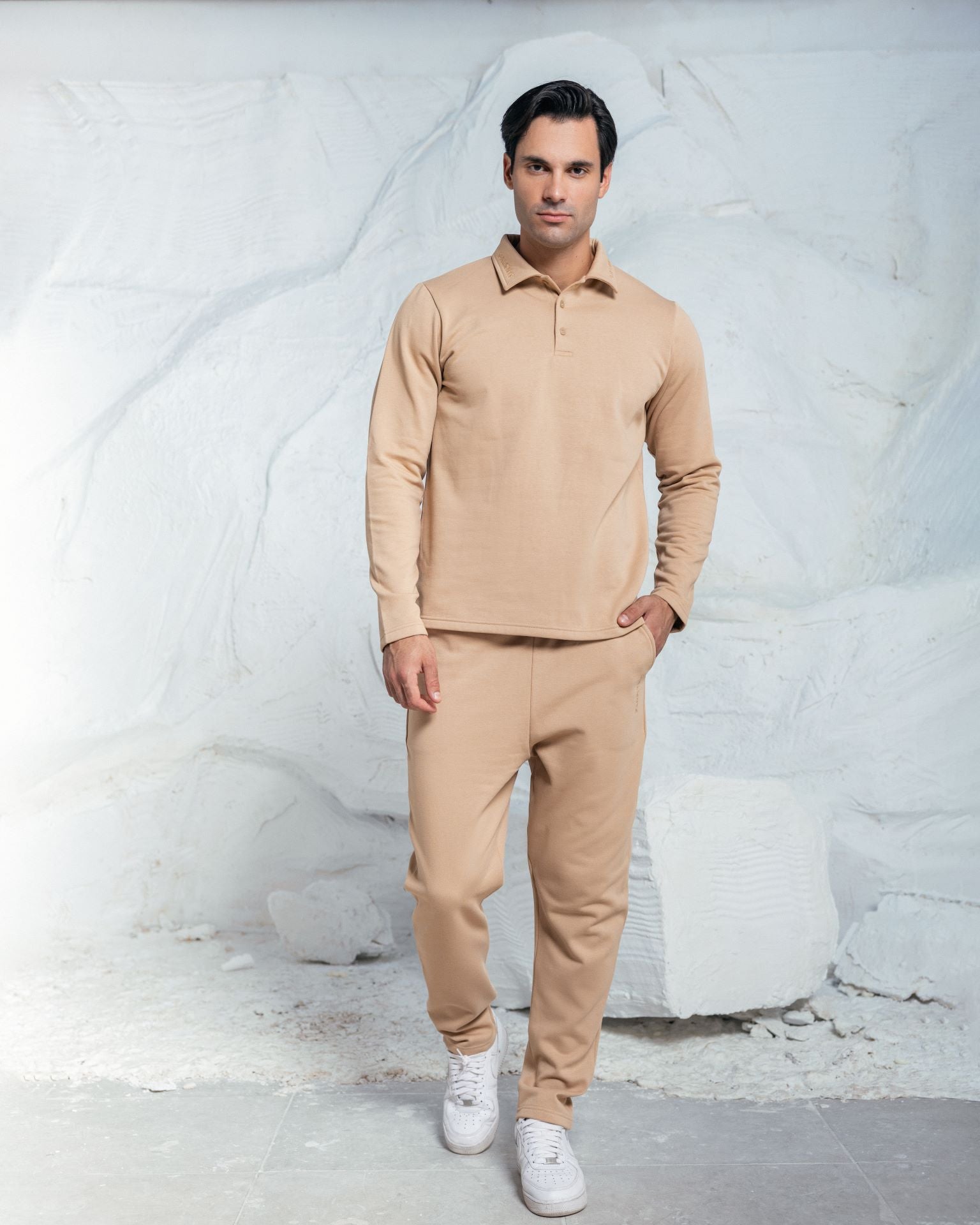 Beige Sweatpants med lige ben forside