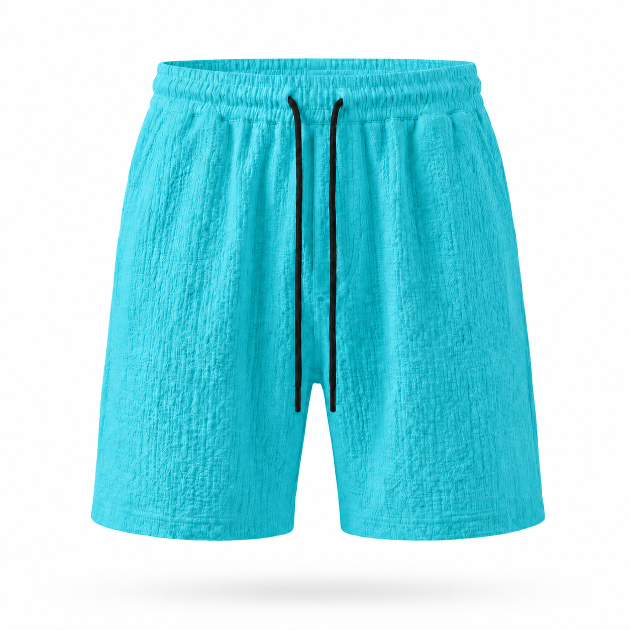 Turquoise Textured Crepe Shorts