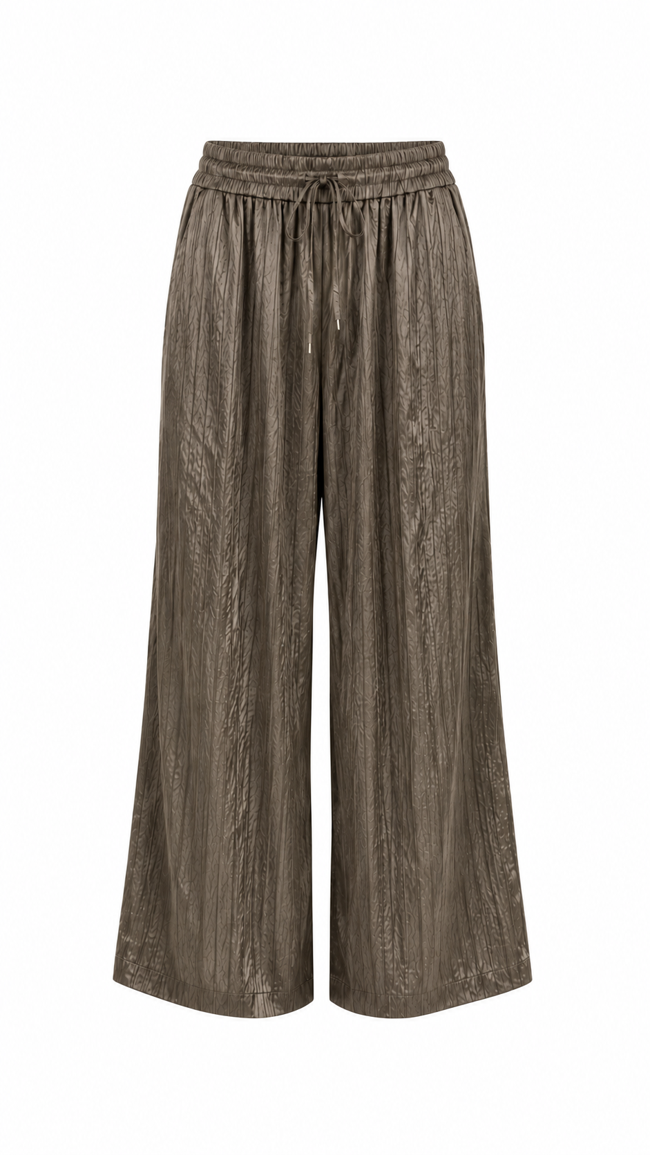 Crinkle Silk Pants — Mushroom taupe