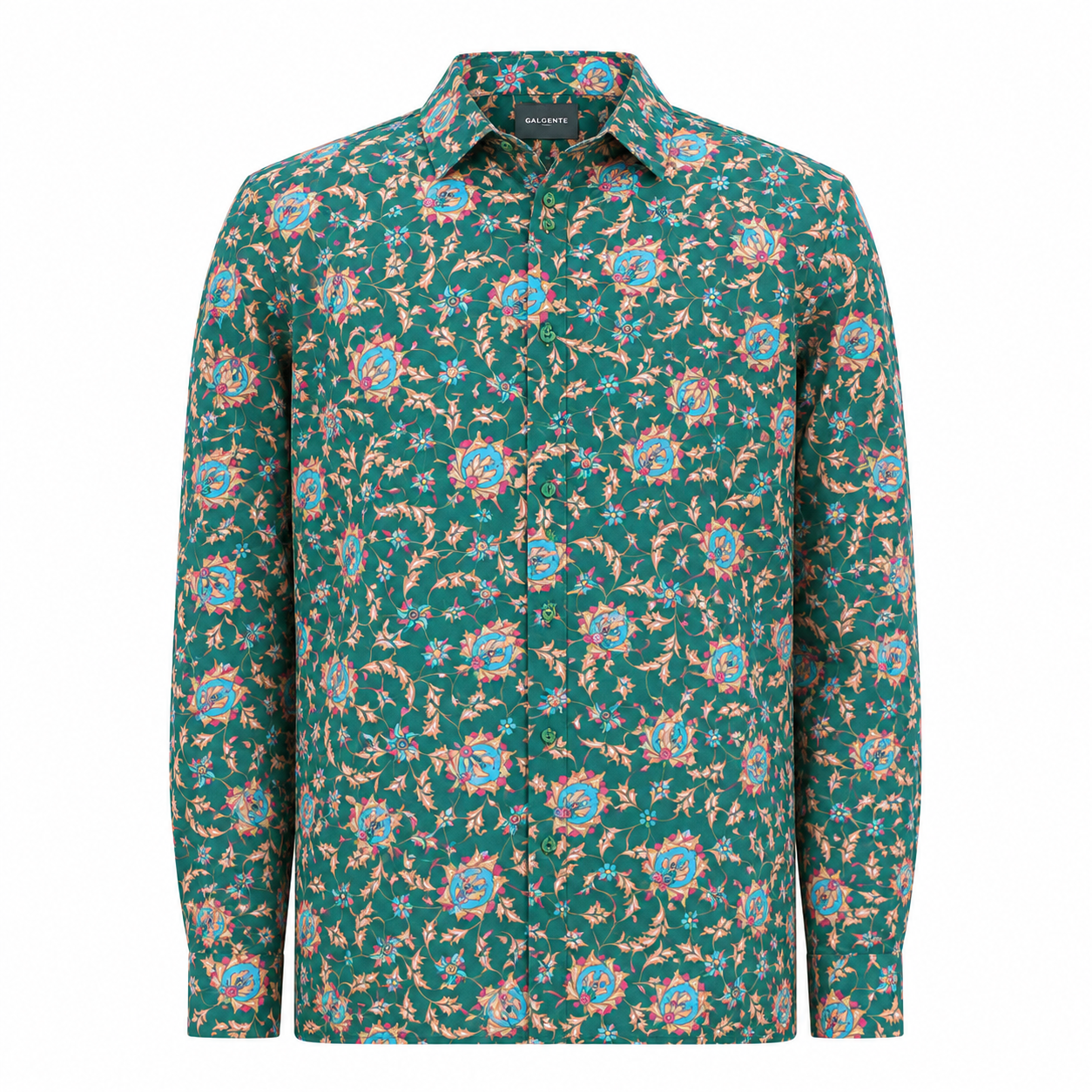 Floral Poplin Shirt — Teal