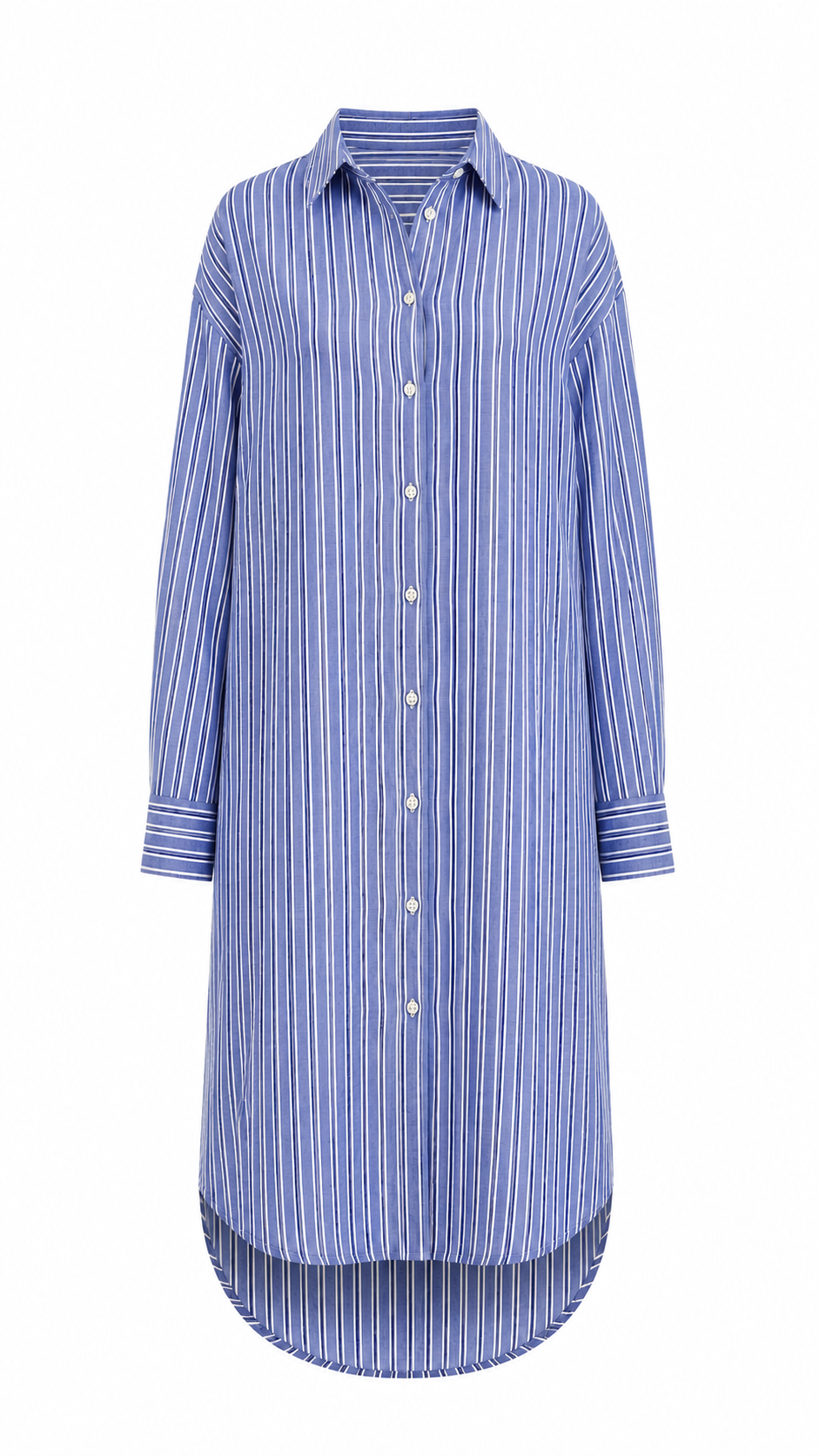 Stripe Shirt Dress — Blue