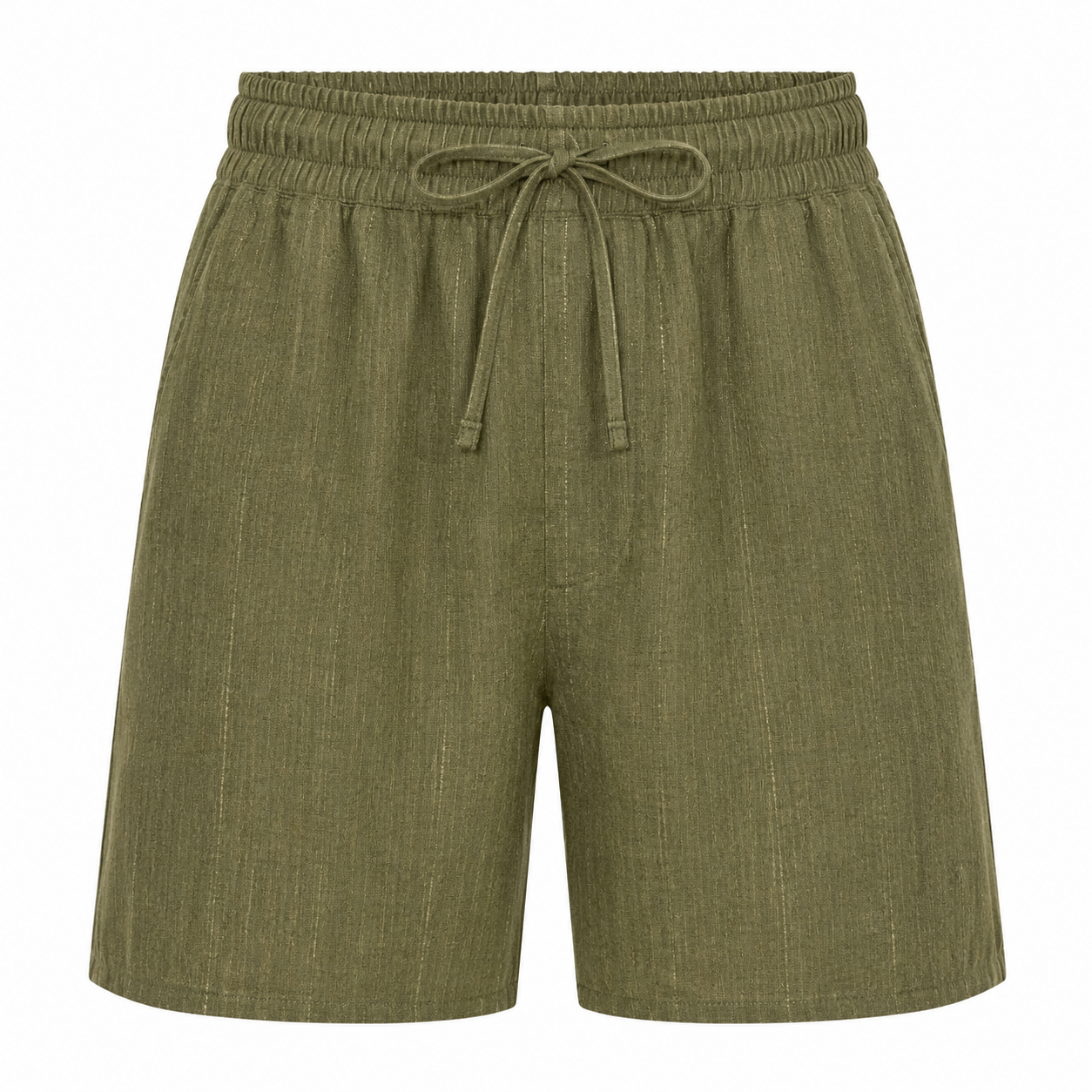Slub Linen Shorts — Army