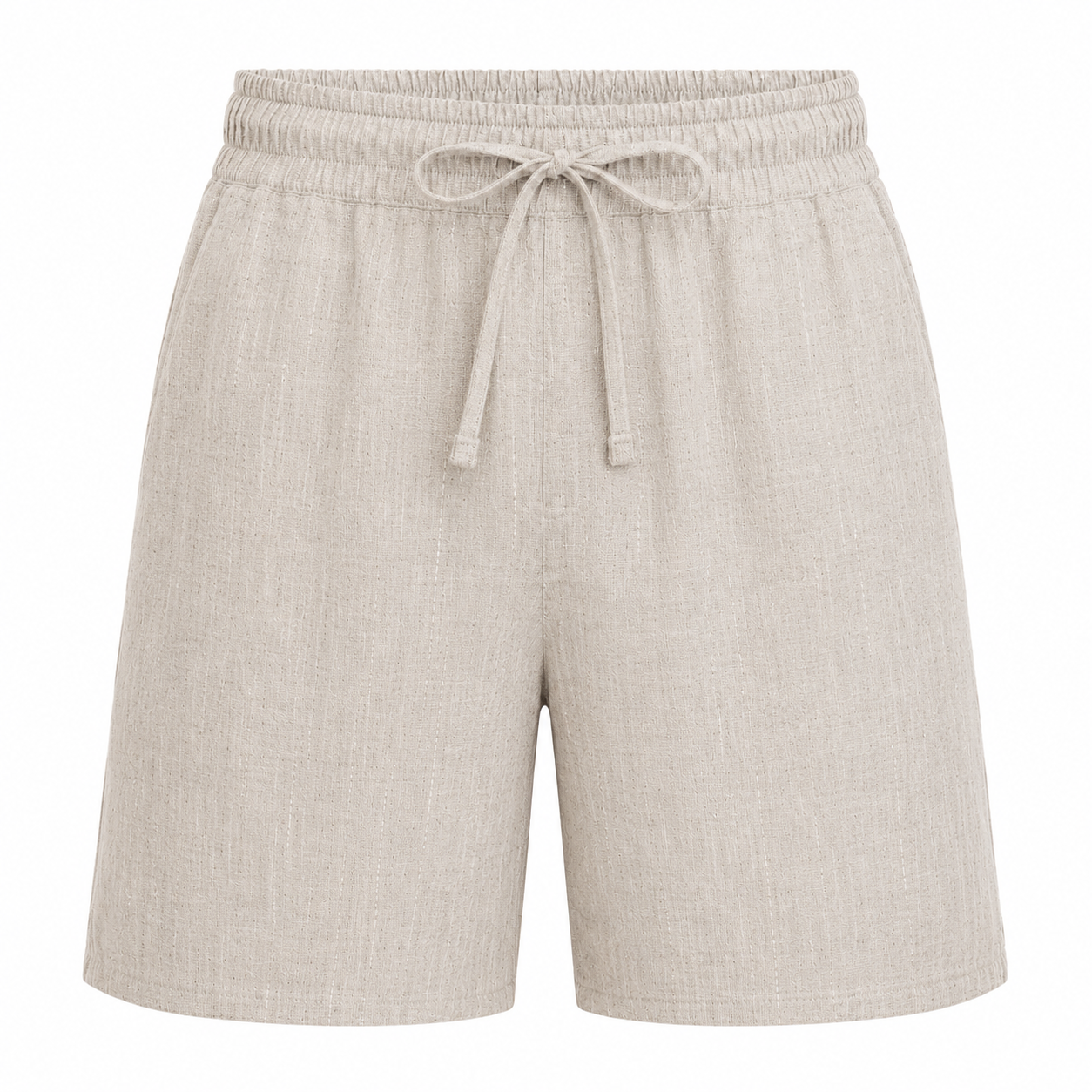Slub Linen Shorts — Beige