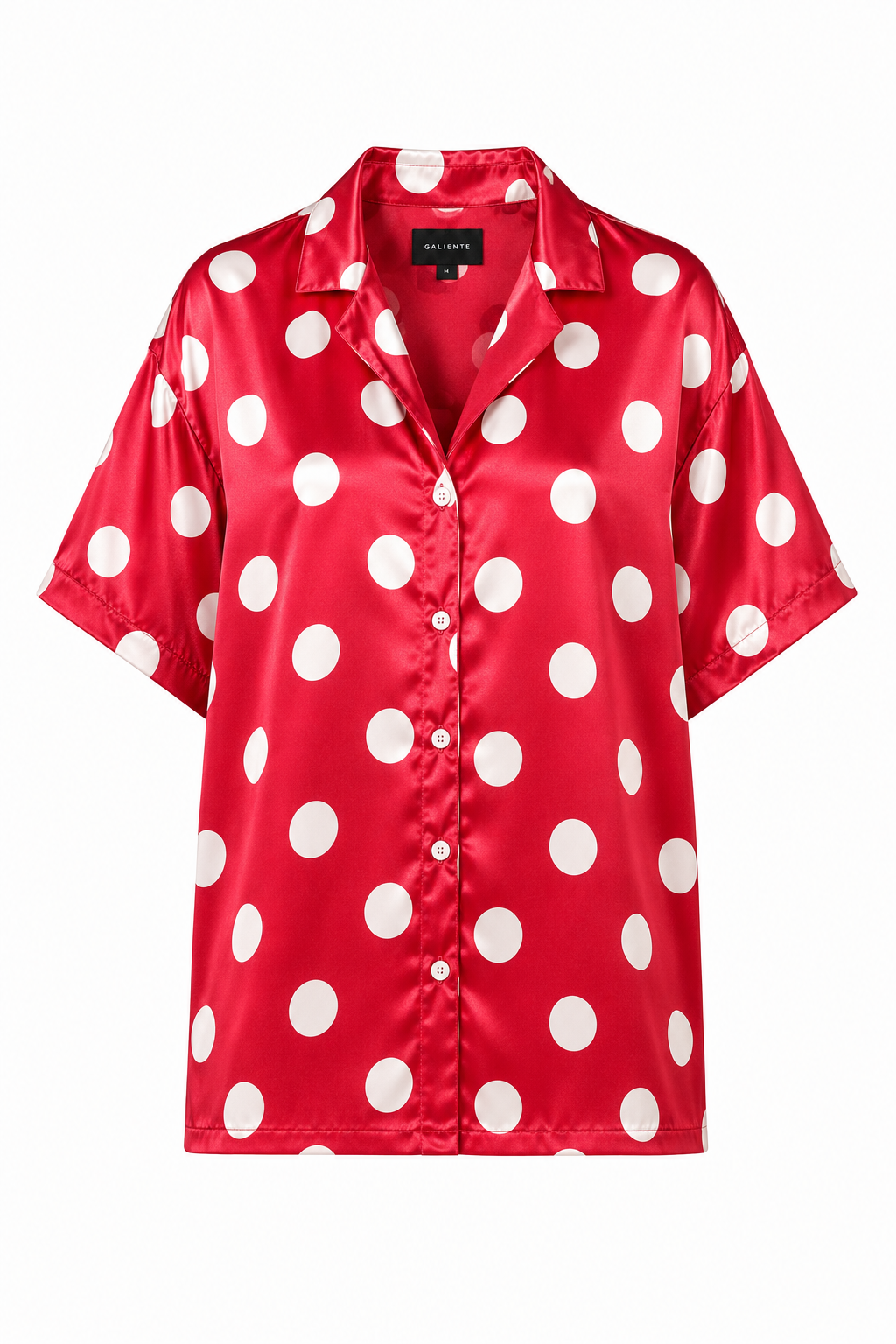 Polka satin shirt - red