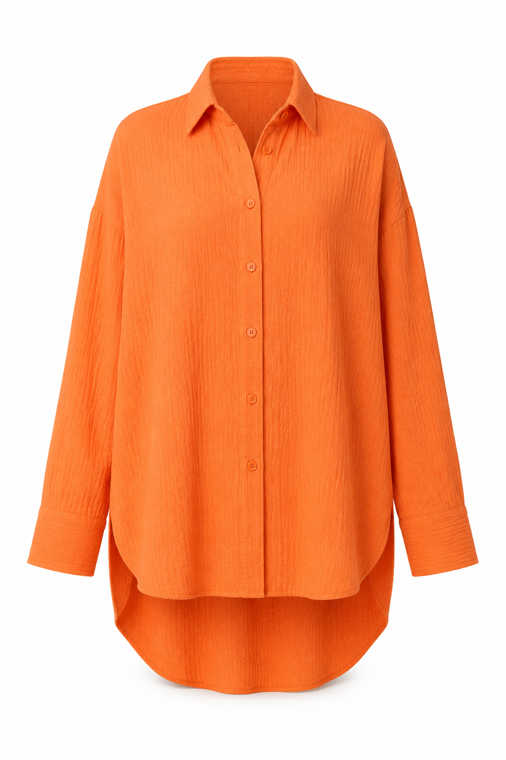 Oversized Crepe Shirt — Tangerine