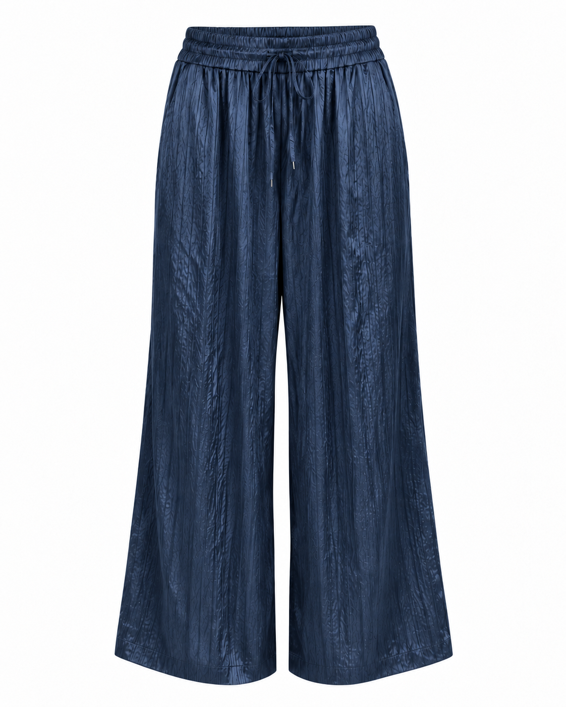 Crinkle Silk Pants — Navy
