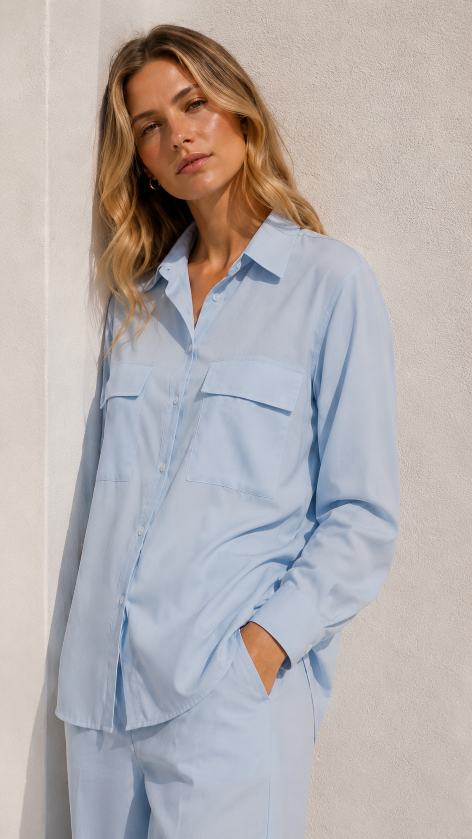 Ice Blue loose fit shirt