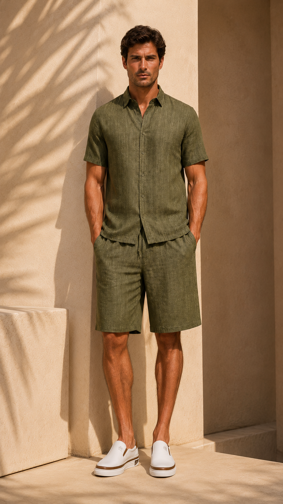 Slub Linen Shirt — Army