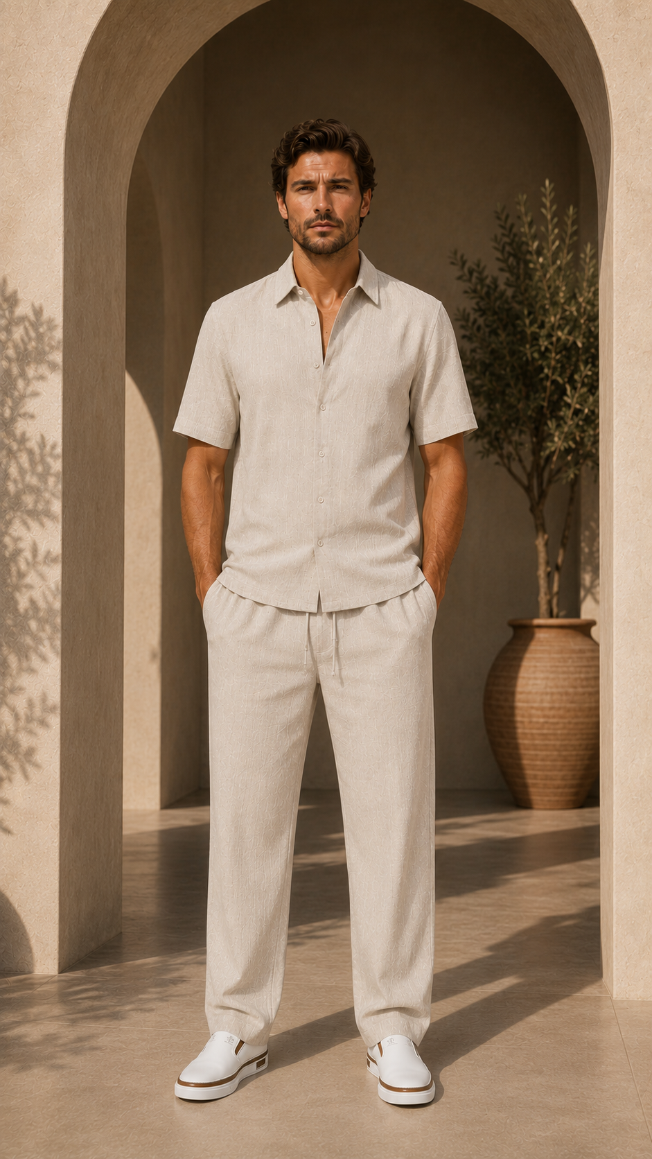 Slub Linen Shirt — beige