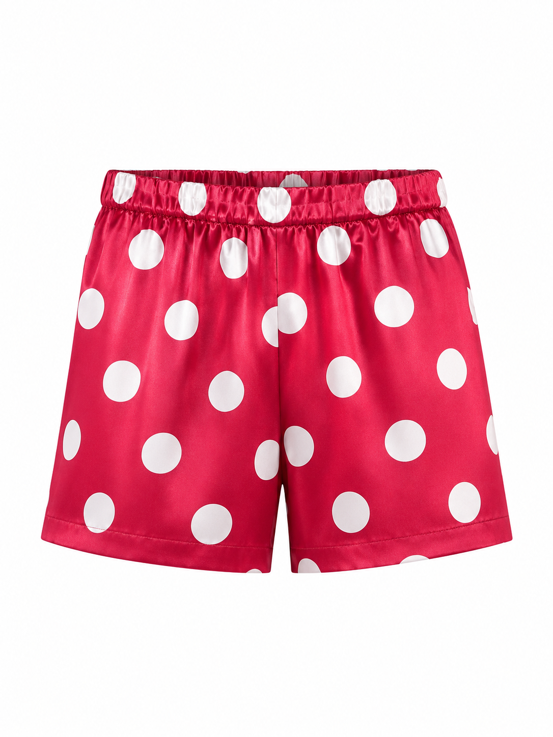 Polka satin shorts red