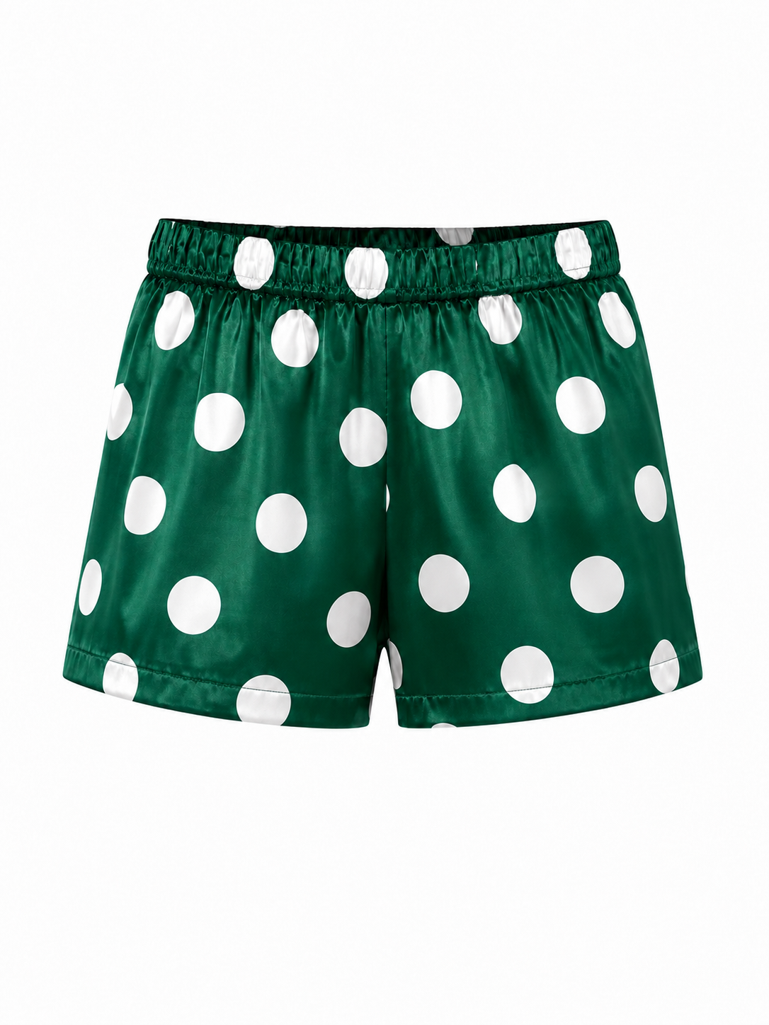 Polka satin shorts green