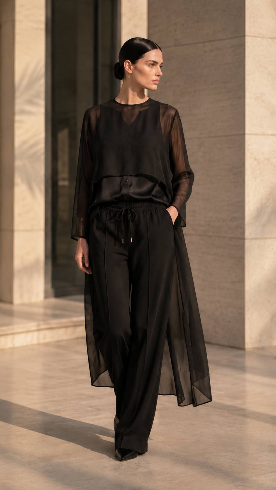 Chiffon Layered Drape – Black